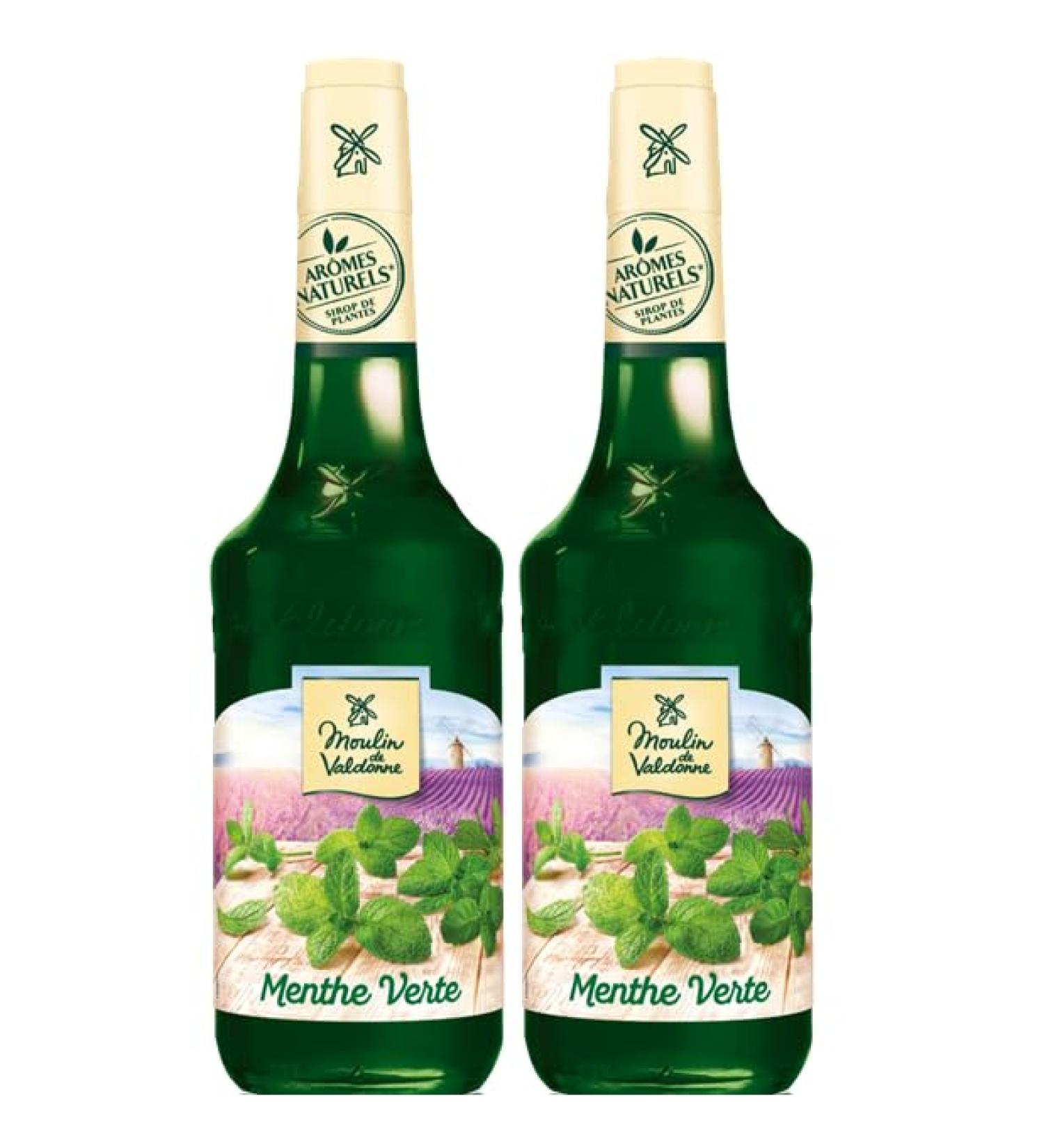 Moulin de Valdonne Mint Syrup for Refreshing Drinks Cocktail with or without Alcohol 2 Bottles 70 cl - Buy Online on GoSupps.com