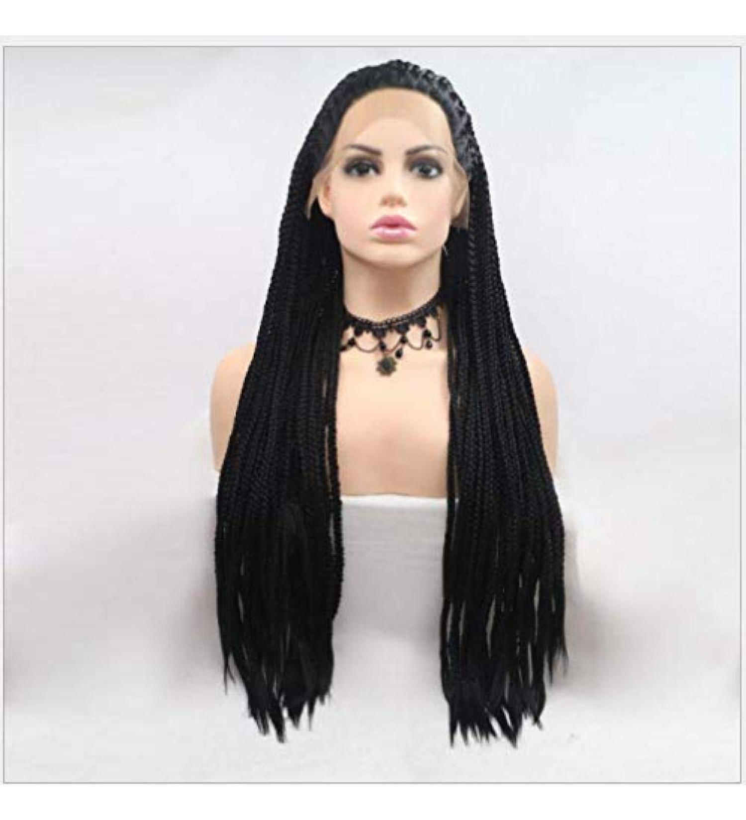 BGHJUE Dark Roots Long Wavy Synthetic Wig with Bangs - Realistic Braided Hair Accessories for Women - Buy Online on GoSupps.com