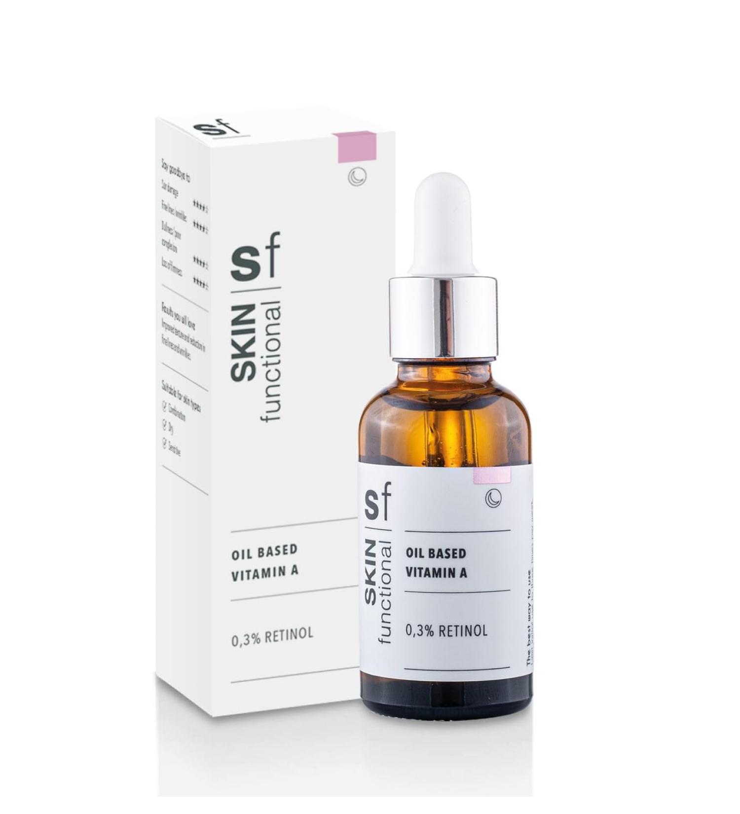 Skin Functional Oil Based Vitamin A Serum 0.3% Retinol Anti-Ageing Anti-Pigmentation Anti-Acne 30 ml - Buy Online on GoSupps.com