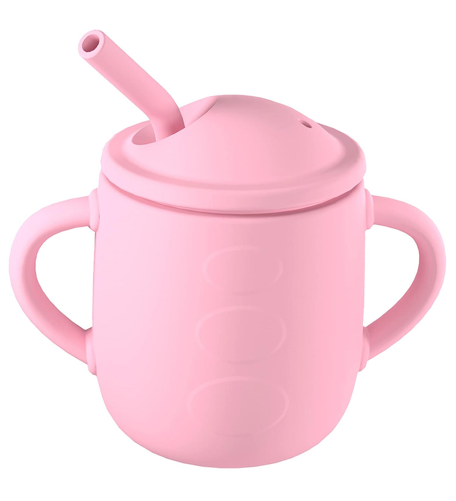 VOTSMOKK Silicone Training Cup for Baby | Spill Proof Toddler Sippy Cup | Handles | 5oz 6m+ | Pink - Buy Online on GoSupps.com