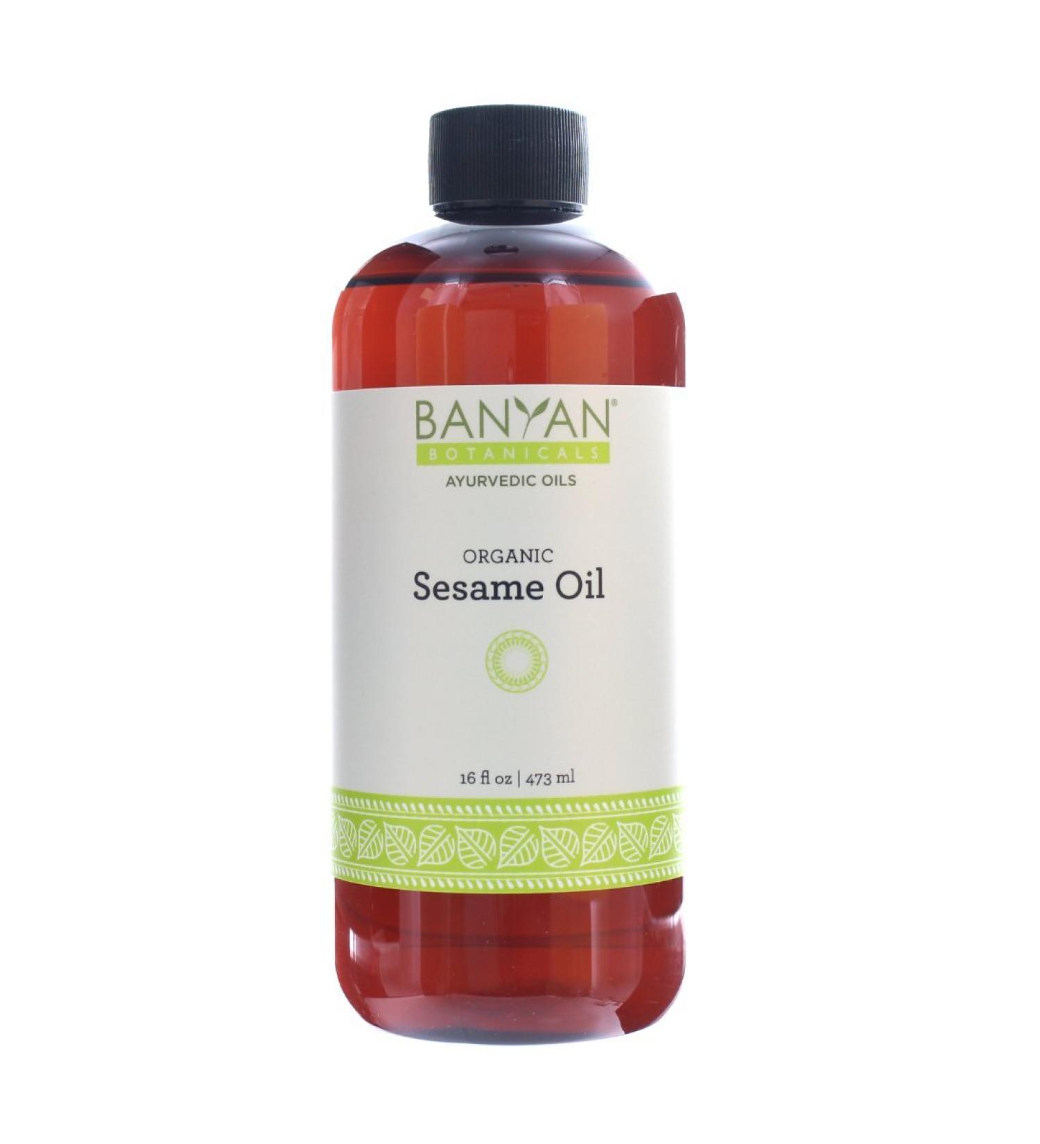 Banyan Botanicals Sesame Oil - Organic, Unrefined Ayurvedic Oil for Skin, Hair, Oil Pulling - 16oz Bottle - Non GMO, Vegan, Sustainably Sourced - Buy Online on GoSupps.com