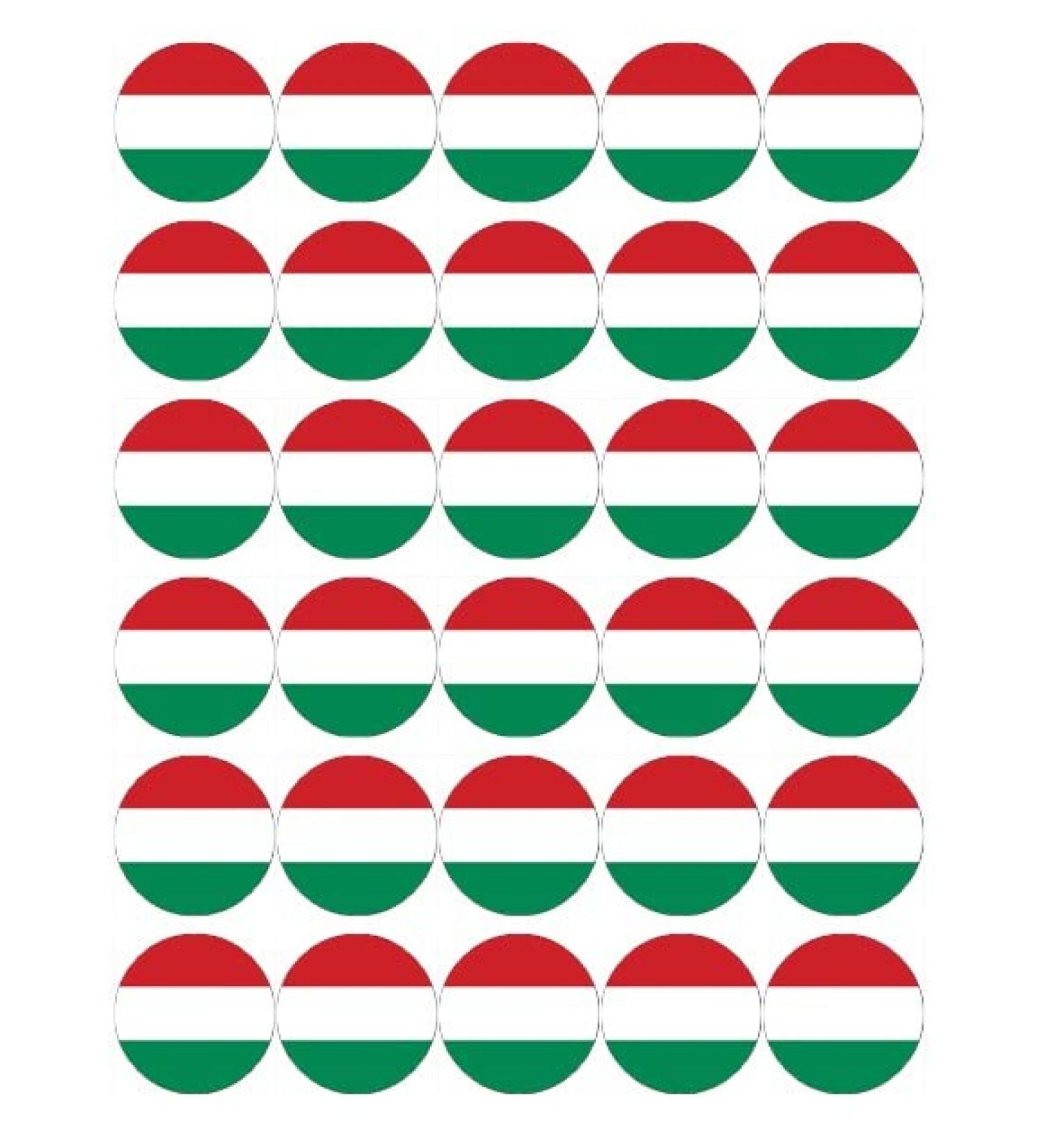 30 Hungary Hungarian Flags Cupcake Toppers Edible Wafer Paper Fairy Cake Toppers Birthday Cake Decorations