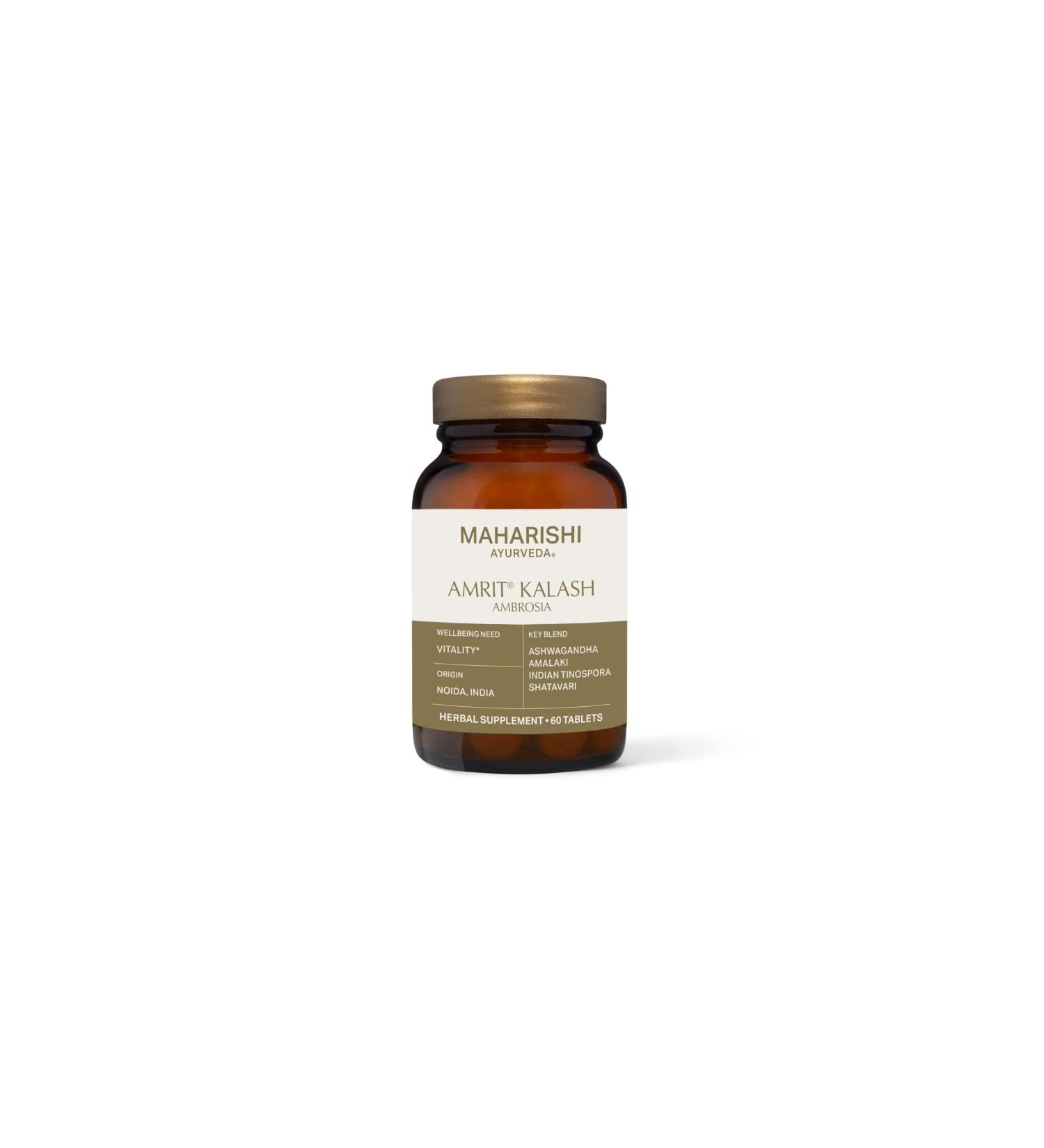 Maharishi Ayurveda Vegan Amrit Kalash Ambrosia - Natural Antioxidant Supplement for Brain Health Immunity & Vitality (60 Tablets) - Vegan & Full-Spectrum - Buy Online on GoSupps.com