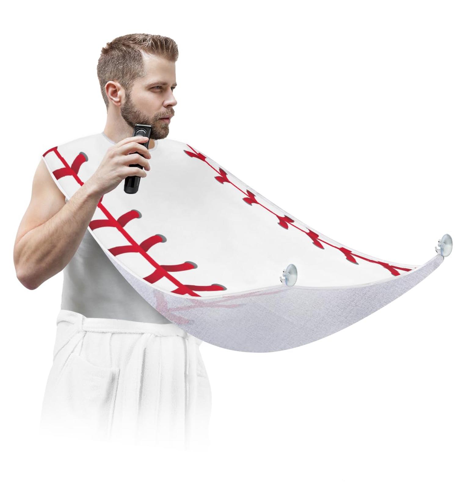 Baseball Beard Bib Apron - Ultimate Beard Hair Catcher for Men | Perfect Gift for Father's Day Anniversary & Christmas | Includes 2 Suction Cups - Buy Online on GoSupps.com