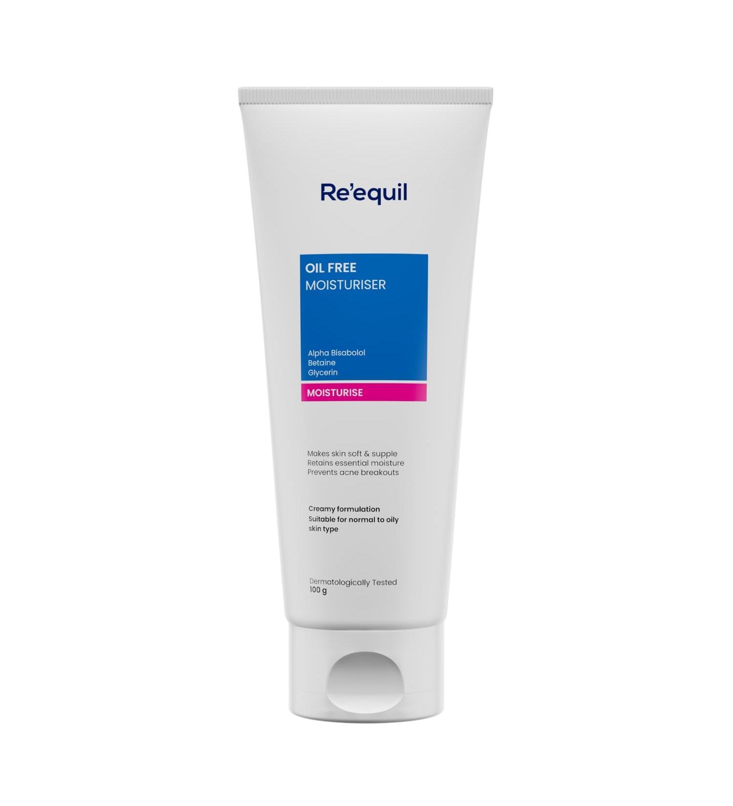 RE_EQUIL Oil Free Moisturiser - Lightweight Moisturizer for Face | Acne Prevention | 100G | Ideal for Normal Oily & Combination Skin - Buy Online on GoSupps.com
