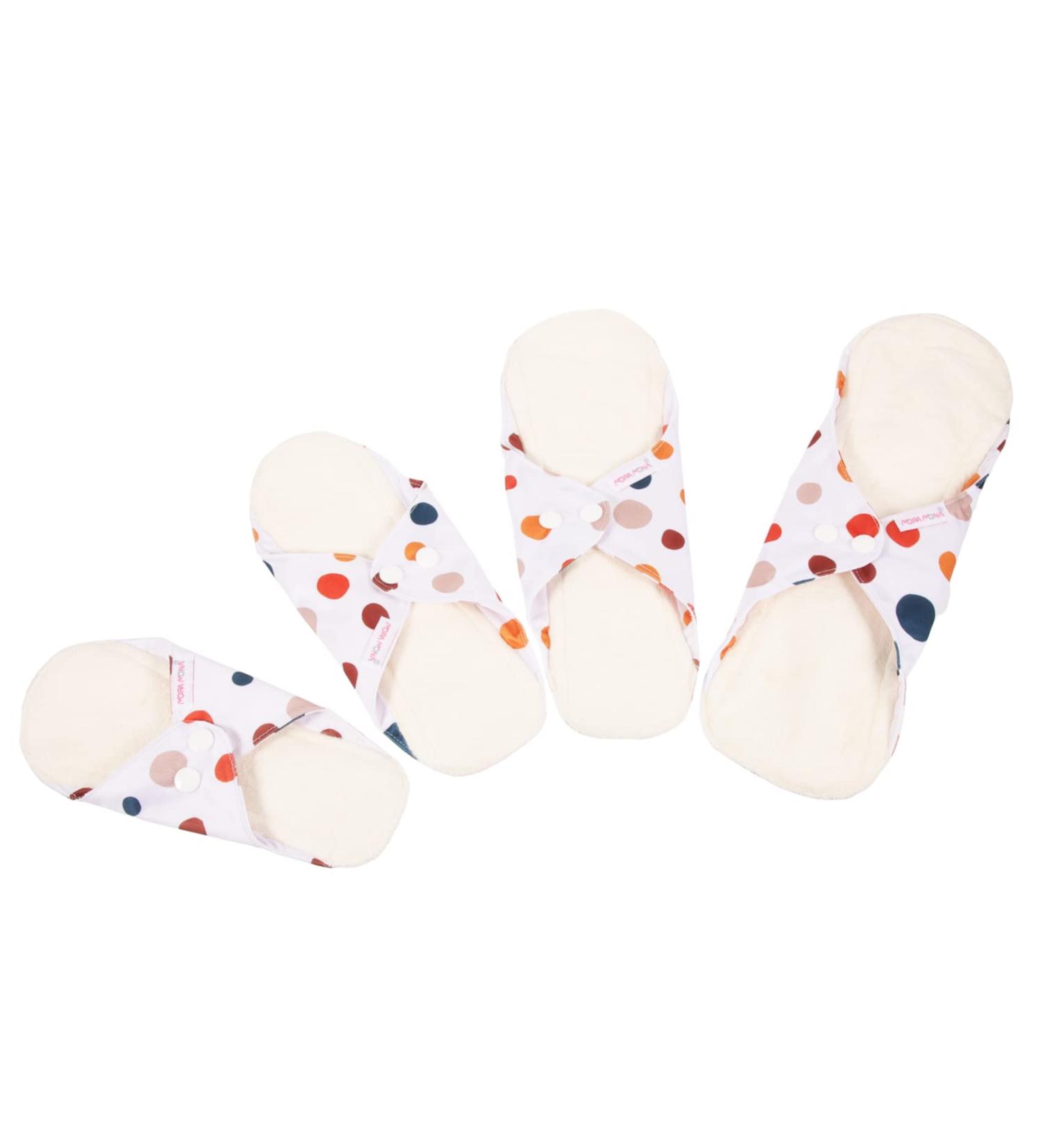 Reusable Bamboo Charcoal Menstrual Pads - Absorbent Panty Liners for Women - 4pcs Assorted Colors - Buy Online on GoSupps.com