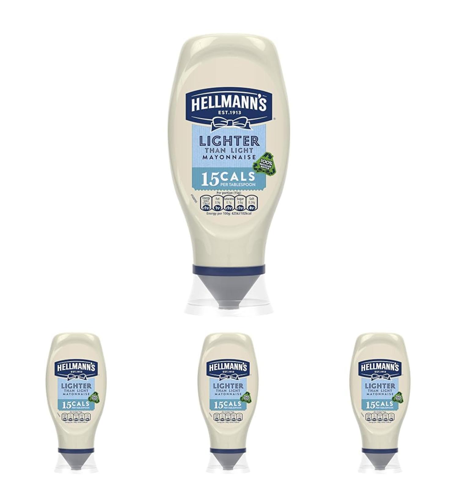 Hellmann's Lighter than Light 100% recycled plastic bottle Mayonnaise light mayo for sandwiches wraps and salads 430 ml (Pack of 4) - Buy Online on GoSupps.com