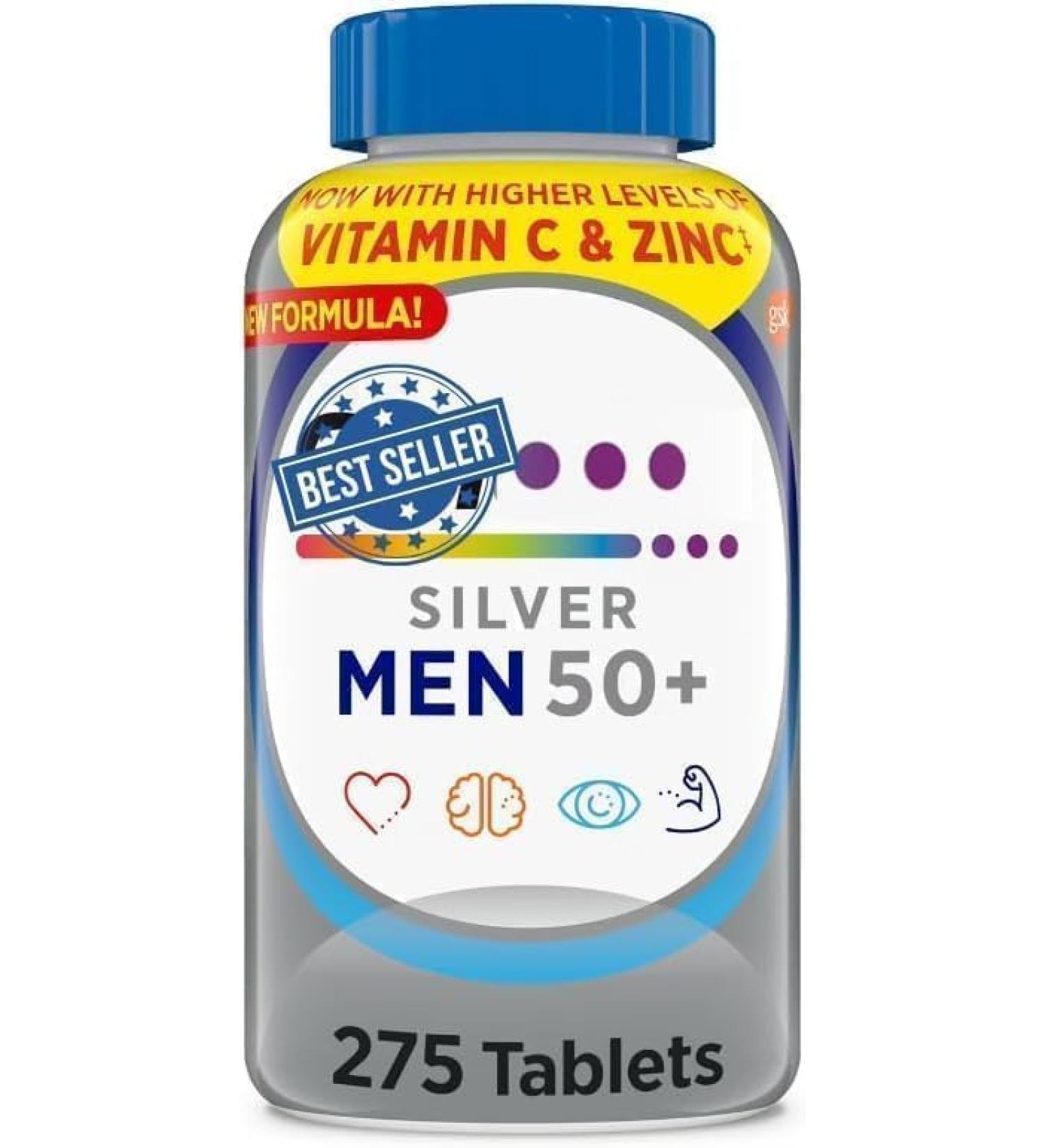 Adventure Home DJFD Silver Men 50+ Multivitamin Better Guide Vitamins Supplements 275 Count (Pack of 1)+Guide - Buy Online on GoSupps.com