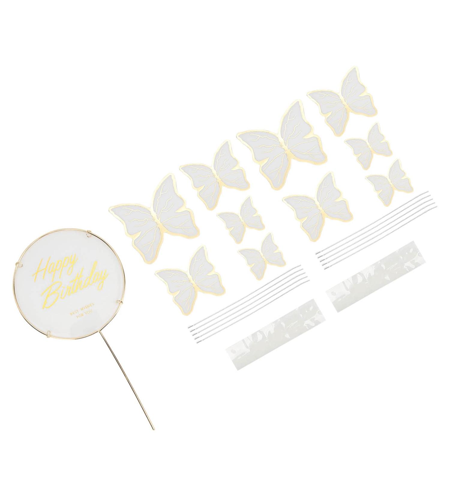 Butterfly Cake Insert Cupcake Topper 3D Effect Non-Edible Cake Insert for Birthday Party Colorful Wedding Wall Decoration (White) - Buy Online on GoSupps.com