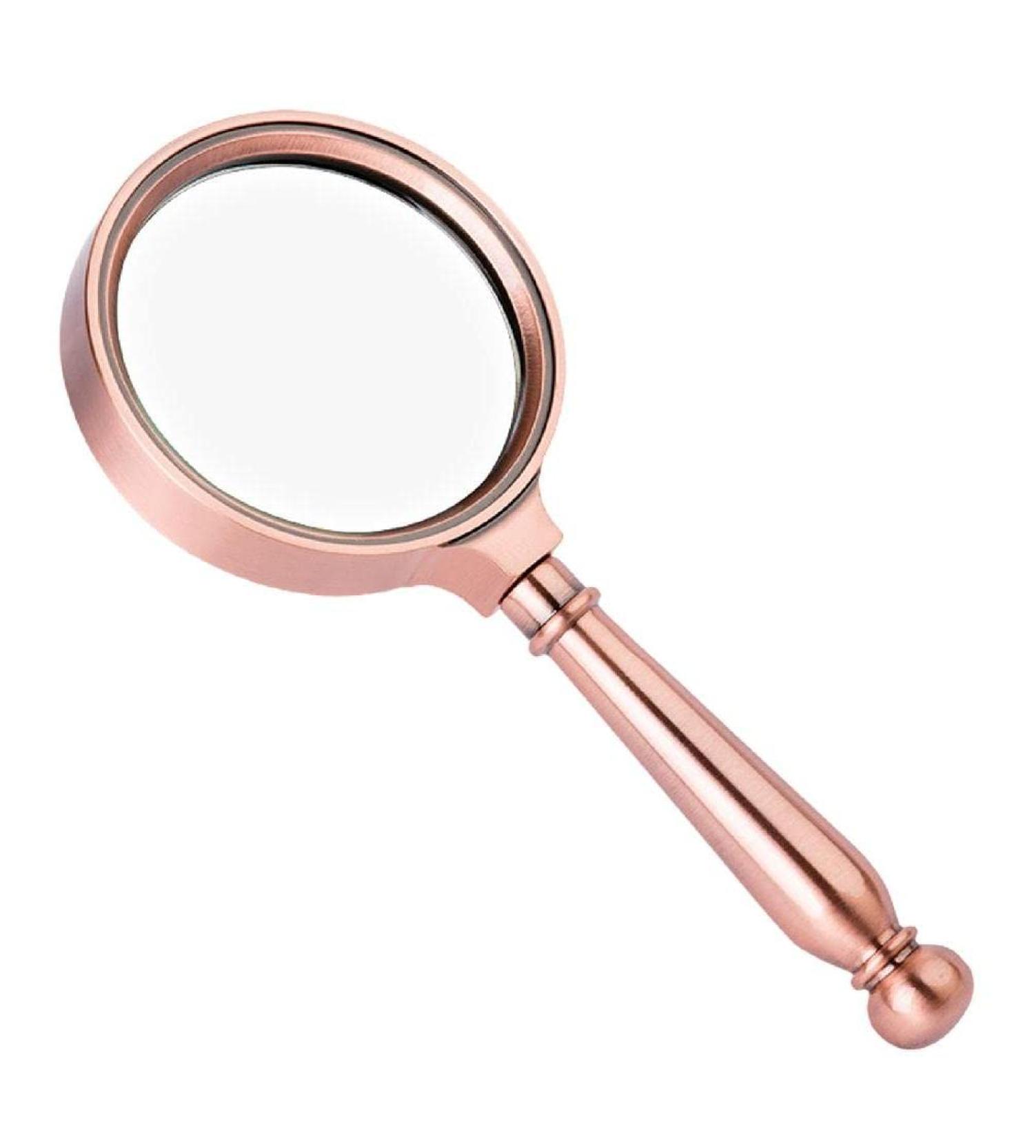 Magnifying Glass 10X Handheld Magnifier Metal Handle Bronze Crafts Reading Magnifying Glass for Kids Science Small Gift - Buy Online on GoSupps.com