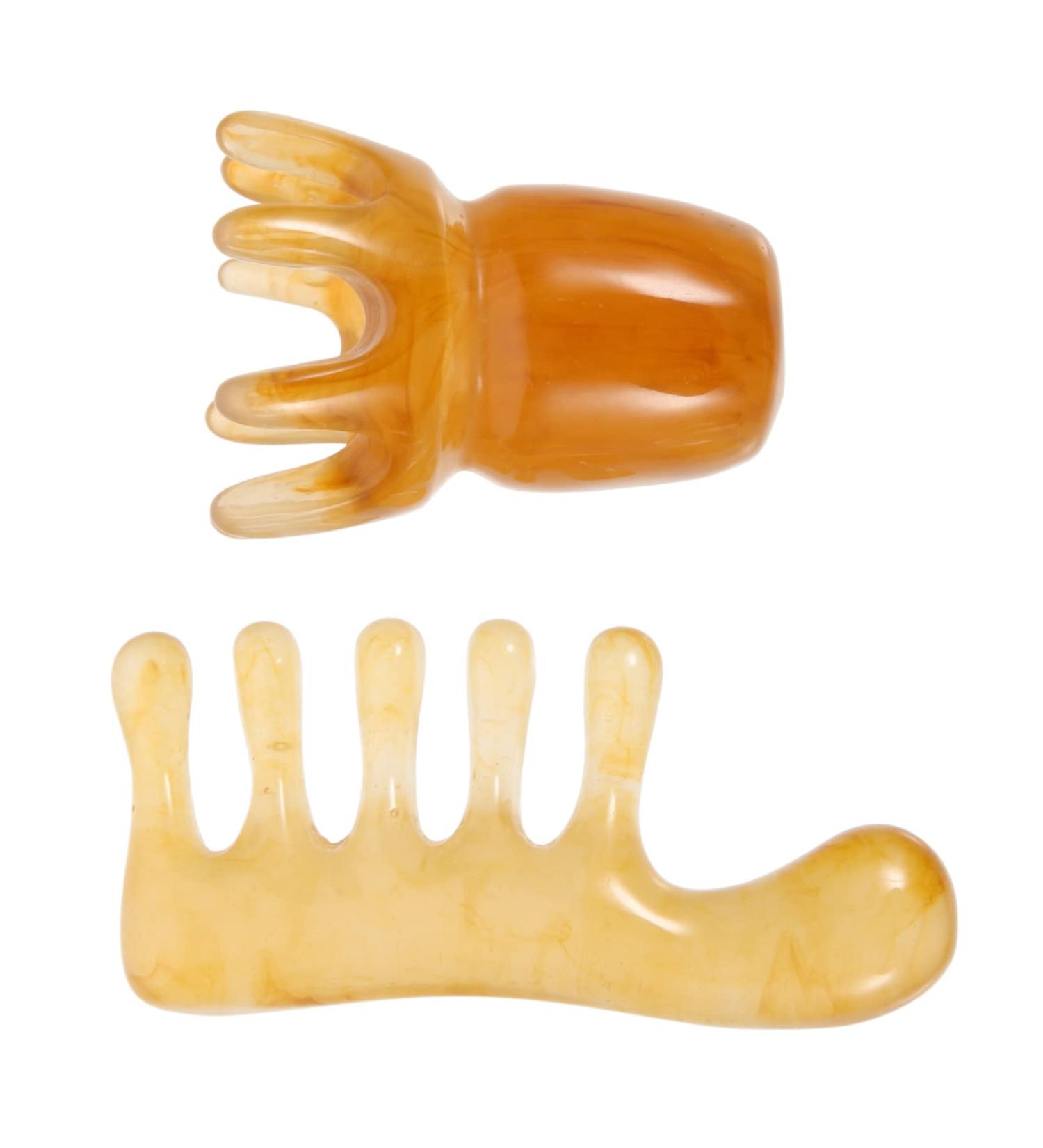 Fomiyes 2-Pack Resin Stone Massage Comb | Gua Sha Scalp & Face Massage | Chinese Beesenwachsharz for Holistic Wellness - Buy Online on GoSupps.com