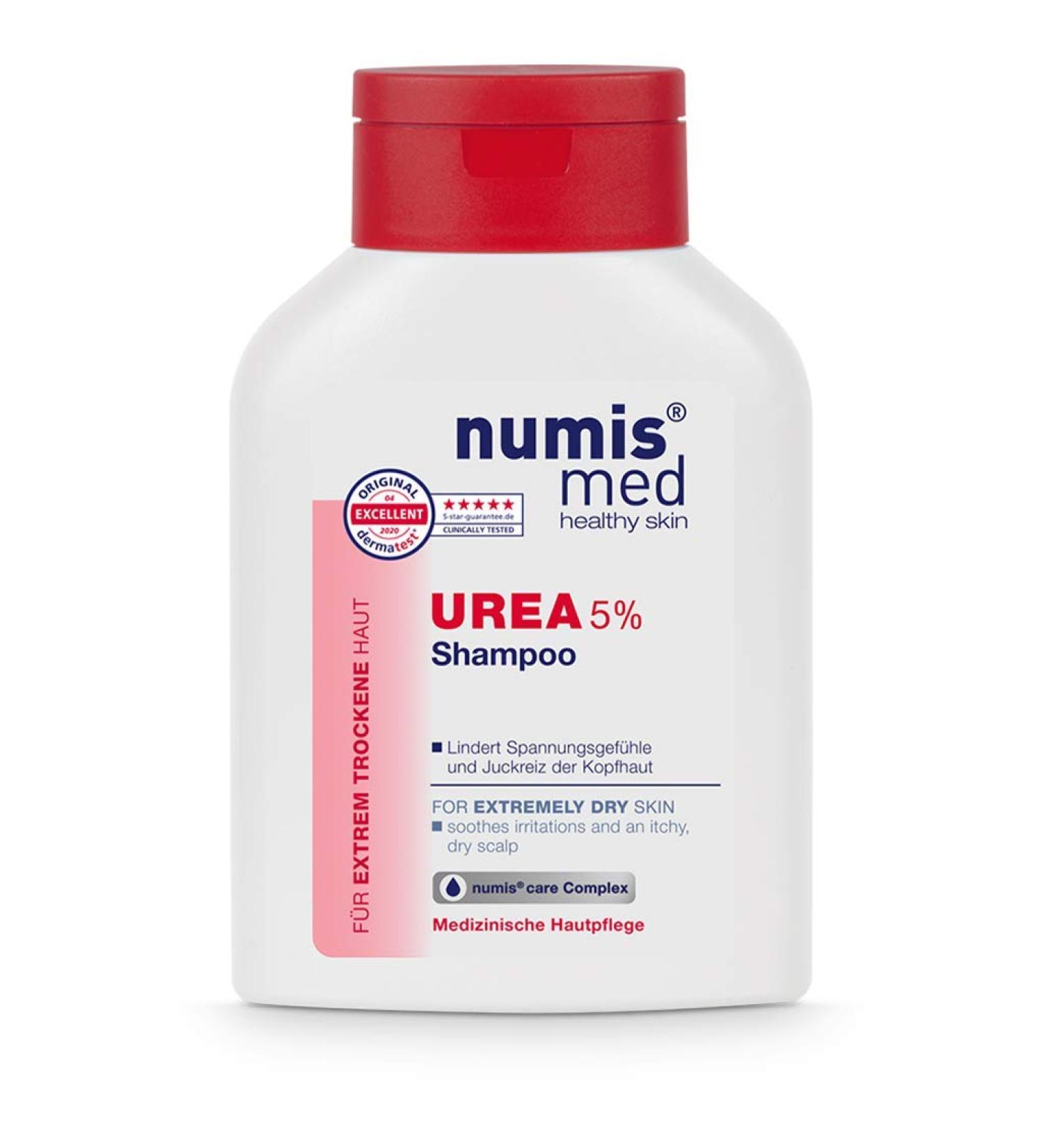 numis med Shampoo 5% Urea - soothes extremely dry scalp - anti-itching - hair shampoos - vegan without silicones parabens and mineral oils (1x 200 ml) - Buy Online on GoSupps.com