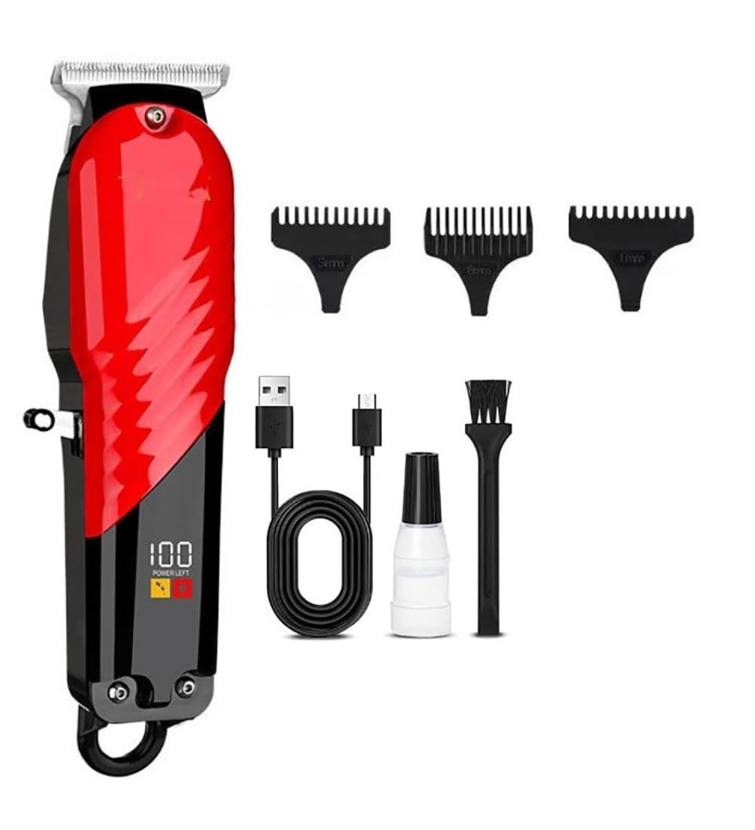 Pro Hair Clipper Professional Rechargeable Detail Hair Trimmer with T-Wide Blade Men Electric Clipper(Color:Red) - Buy Online on GoSupps.com