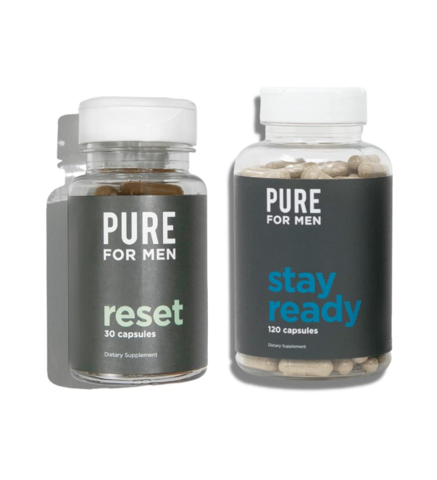 Pure for Men Cleanliness Fiber Supplement 120 Capsules & Reset Detox 30 Capsules - Vegan Formula - Buy Online on GoSupps.com