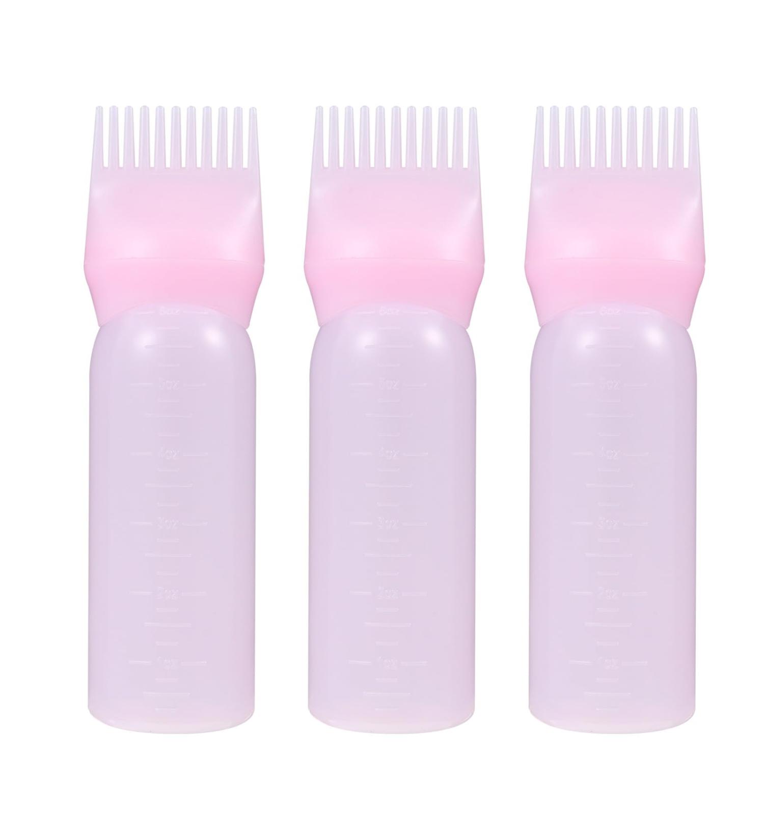 ERINGOGO Lot de 3 Flacons de Teinture Capillaire en Plastique Rose Applicateur Peigne Int gr Flacons Doseurs Gradu s pour Coloration Application Sans Eau et Soin du Cuir Chevelu - Buy Online on GoSupps.com