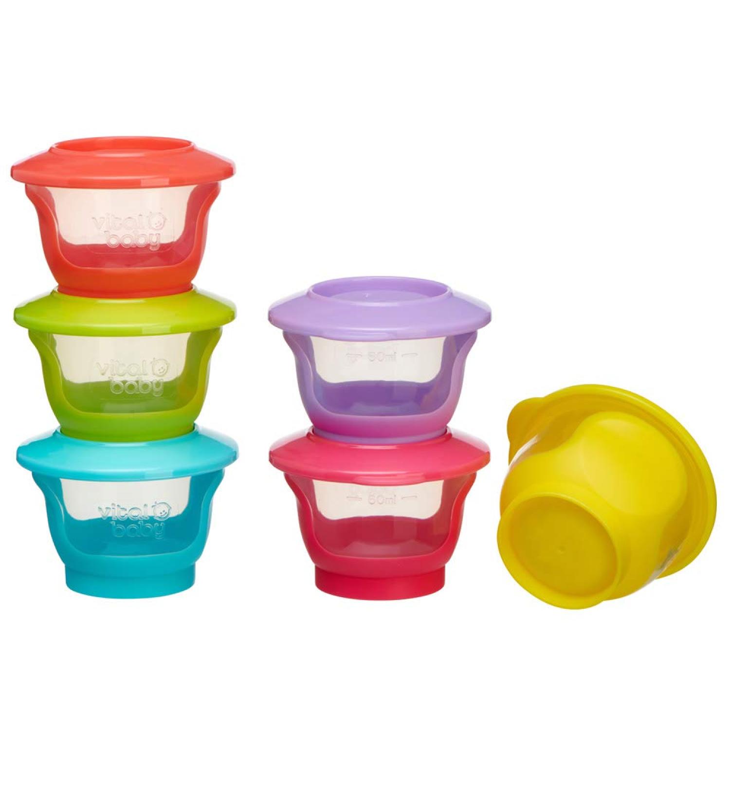 Vital Baby NOURISH Store & Wean Pots - Leakproof Storage Pots for Weaning & Snacks - 6pk 2oz / 60ml - Buy Online on GoSupps.com