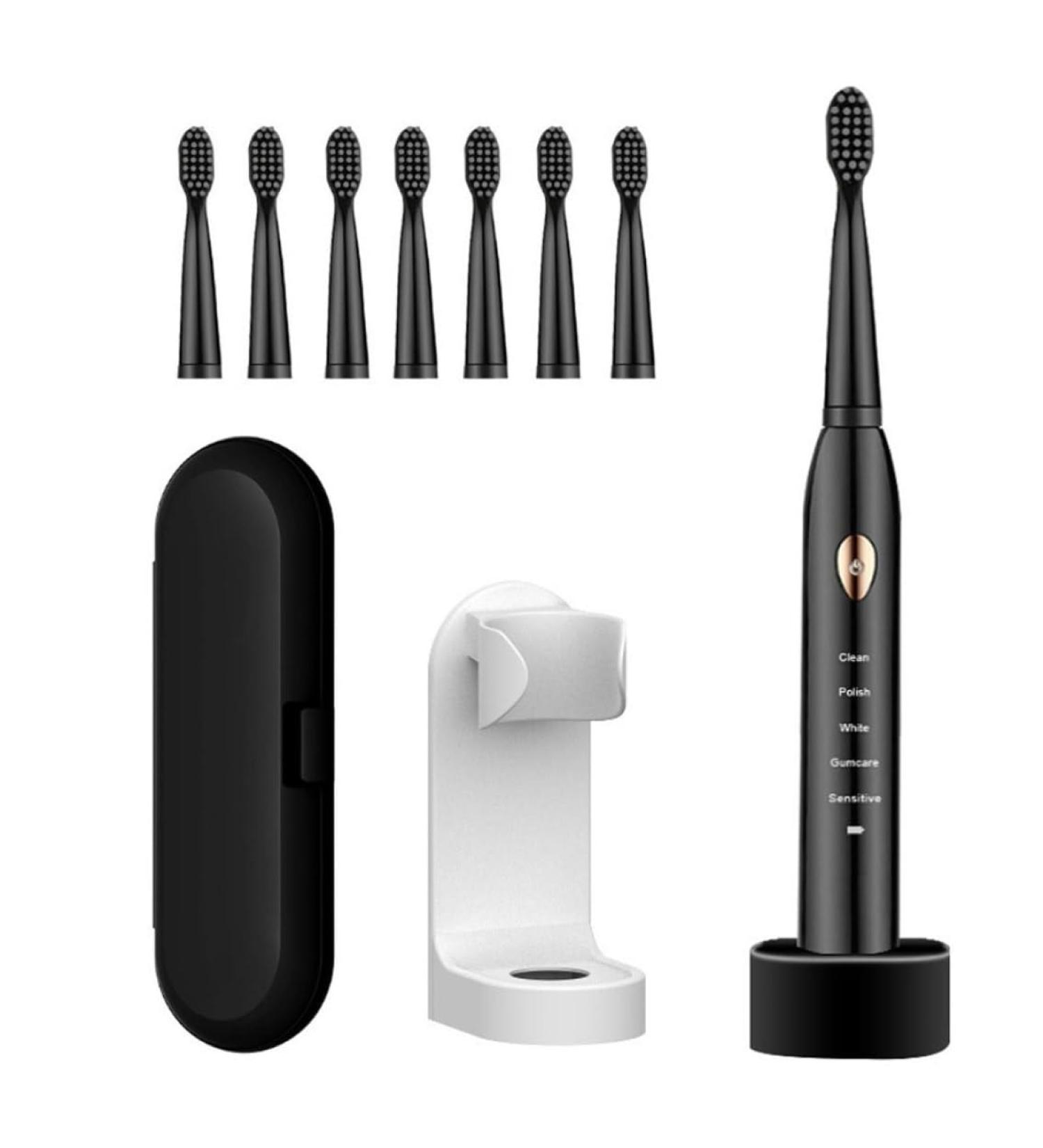 USB Rechargeable Black Electric Toothbrush for Adults with Timer - Optimal Teeth Cleaning | International Shipping Available - Buy Online on GoSupps.com