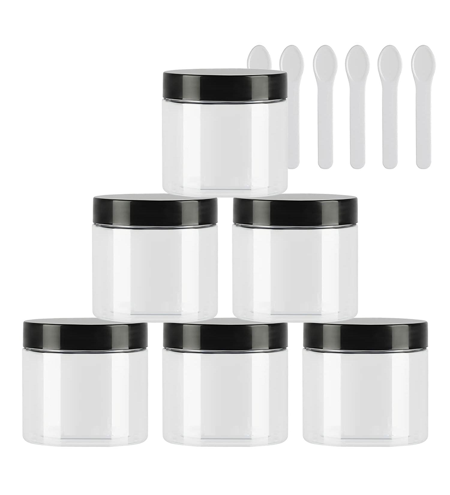 Buy Tianzd 6-Piece Transparent Plastic Cream Cans - 50ml Empty Containers with Black Lid & Spatulas for Cosmetics - International Shipping Available - Buy Online on GoSupps.com