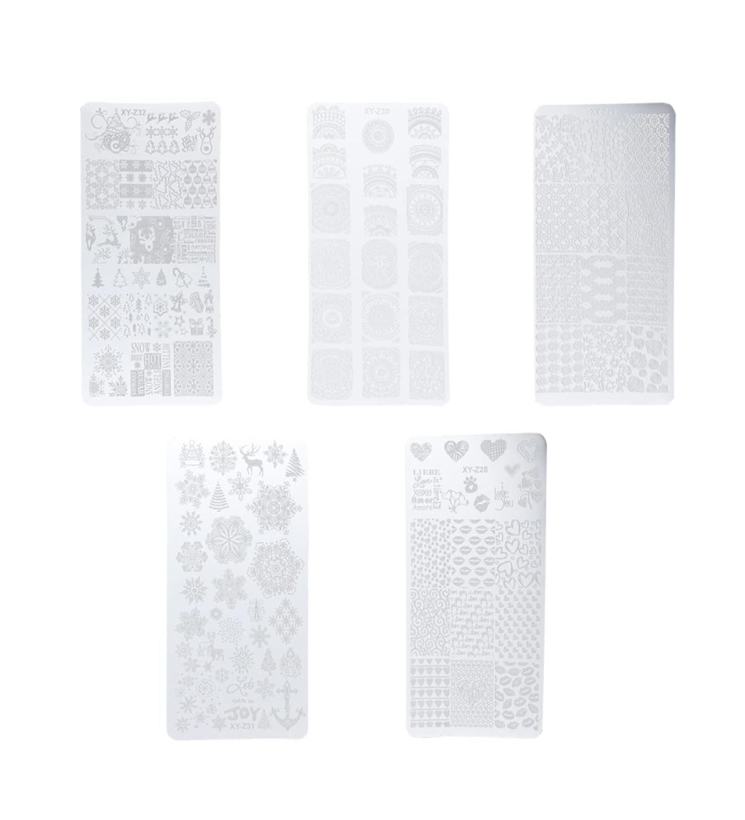 FRCOLOR Christmas Nail Art Stamping Plate Set - 5 Pieces with Stamp & Scraper for Holiday Nail Designs - Buy Online on GoSupps.com