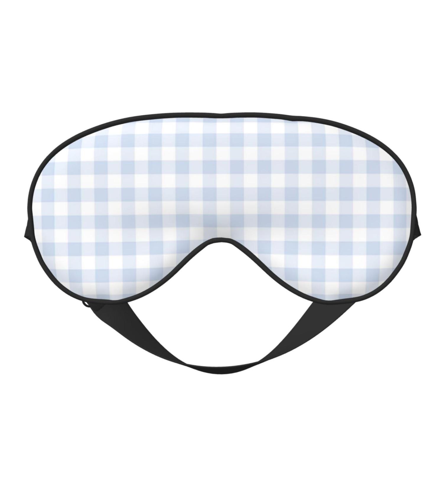 Blue Checkboard Sleep Eye Mask - Soft Elastic Blindfold for Comfortable Night Sleeping & Travel - Buy Online on GoSupps.com