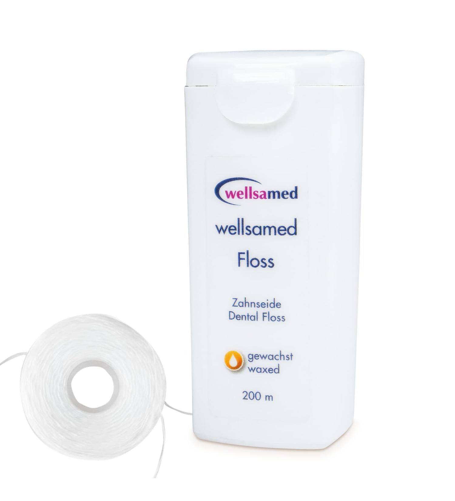 Wellsamed Waxed Dental Floss - 200m Dispenser Tasteless Effective Interdental Care | Buy Online - Buy Online on GoSupps.com