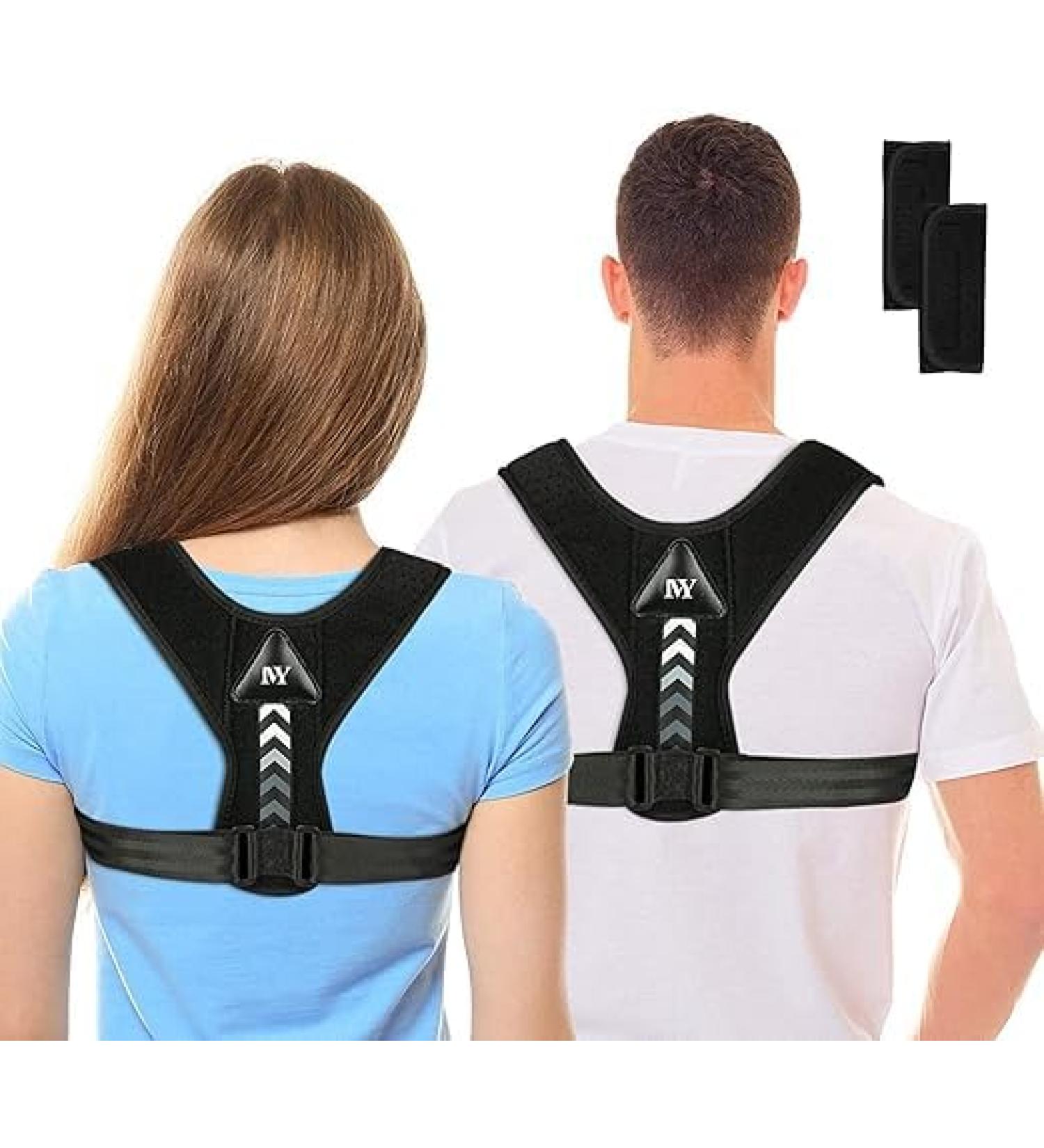 Back Straightener Posture Corrector Adjustable Brace for Upper Back Support (Black X-Large) X-Large Black - Buy Online on GoSupps.com