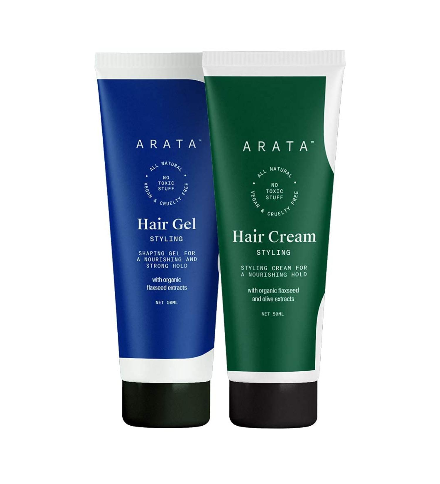 Naturix Arata Styling Hair Cream (50 ML) & Styling Hair Gel (50 ML) | Enhances Curl Pattern | Thick Moisturising Formulas | Controls Frizz in Straight Hair | Adds Strong Hold in Short Hair - Buy Online on GoSupps.com
