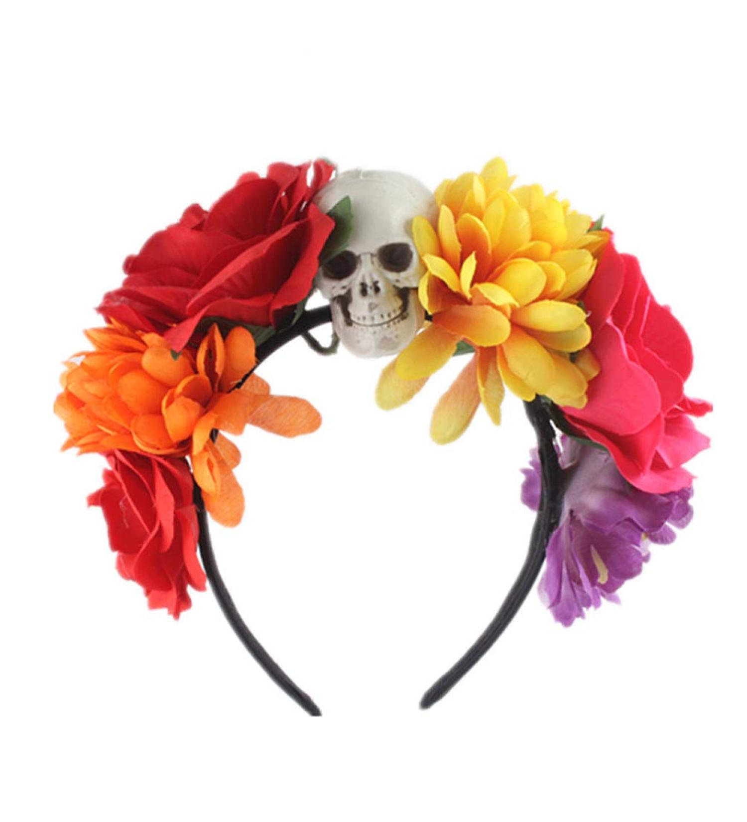 Buy Lurrose Day of the Dead Skull Headband - Halloween Mexican Crown Rose Hair Accessories for Women & Girls | Fast International Shipping - Buy Online on GoSupps.com