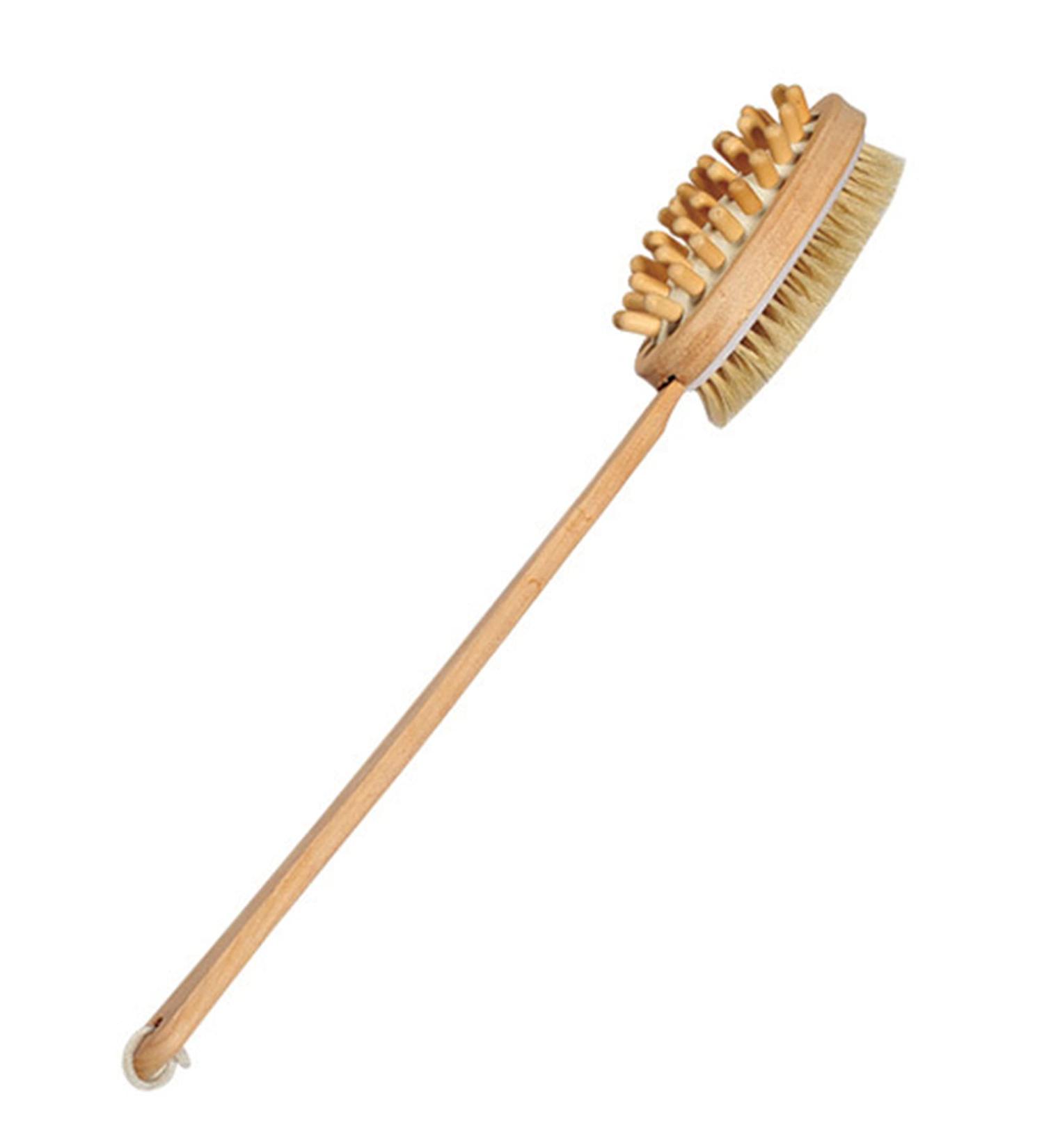 Premium Shower Back Brush - Soft & Stiff Bristles for Circulation Cellulite Massage & Relaxation | International Shipping - Buy Online on GoSupps.com
