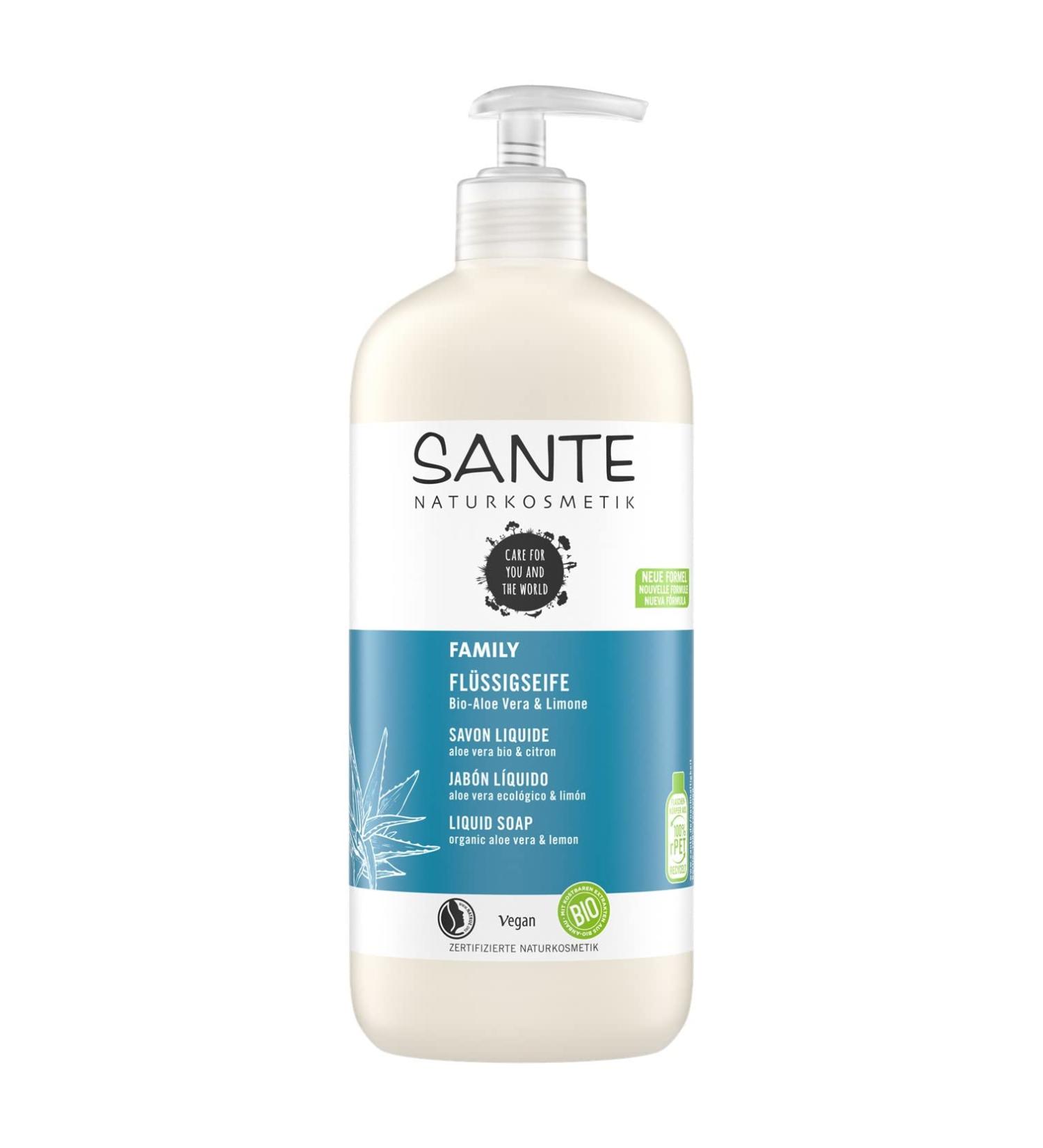 Sante Natural Cosmetics Antibacterial Liquid Soap 500ml with Bio-Aloe Vera & Lime | Nourishing Hand Soap for Mild Cleaning - International Shipping Available - Buy Online on GoSupps.com