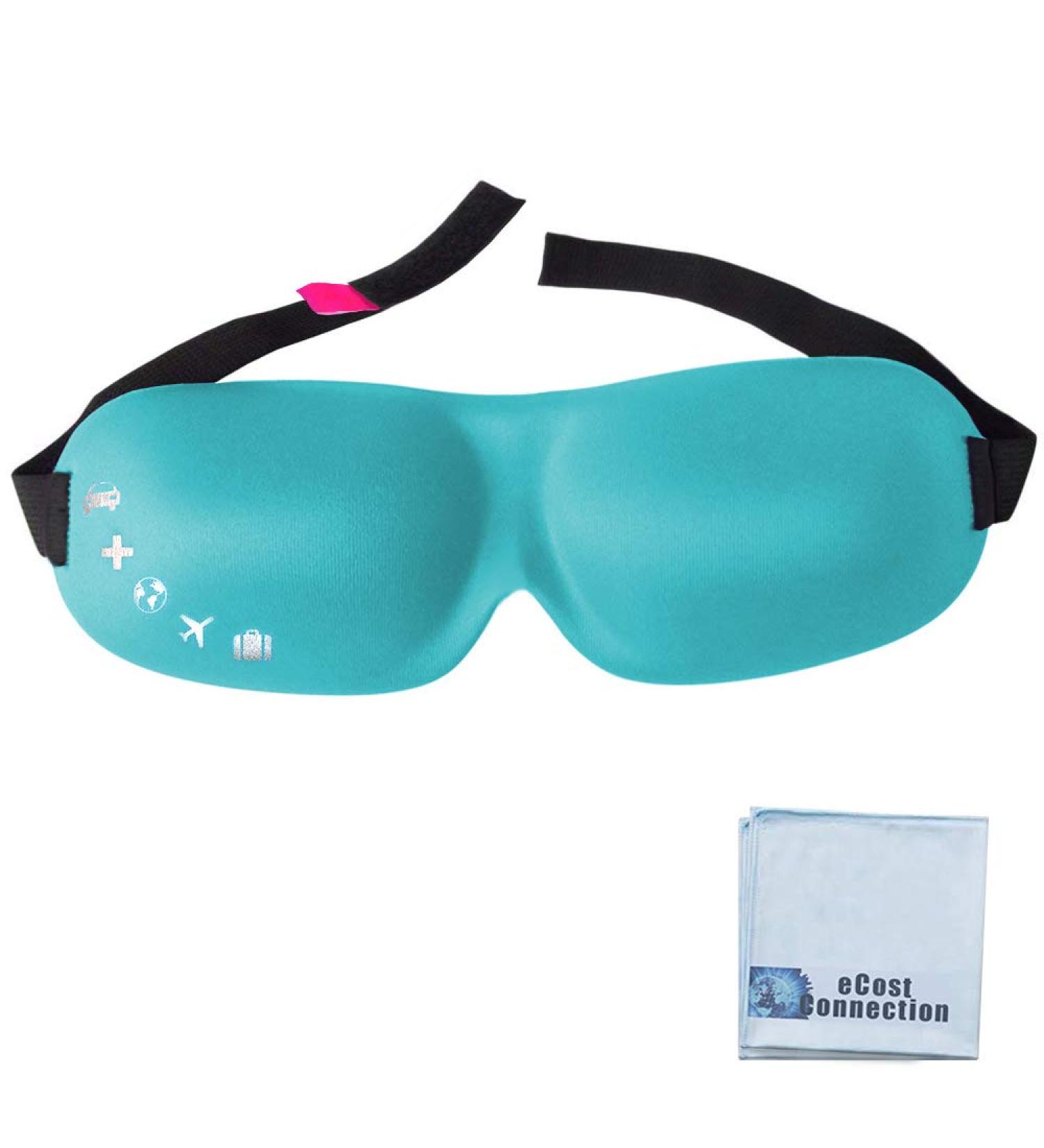 Lunashade Sleep Beauty Soft Eye Mask with Deep Sockets for Easy Blinking (Light Blue) + Microfiber Cloth - Buy Online on GoSupps.com