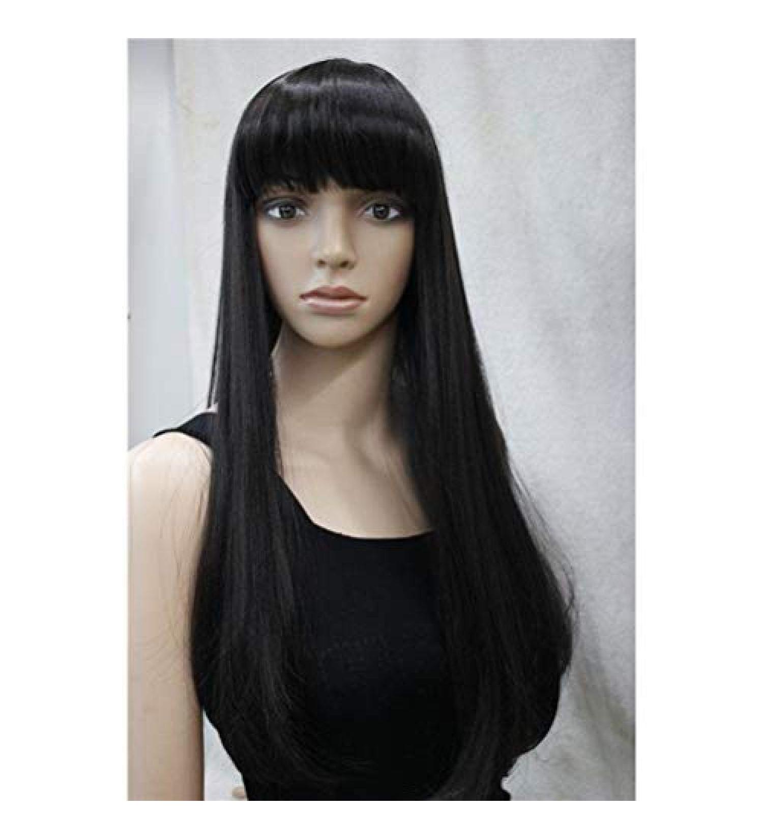 Buy BGHJUE Fringed Tassel High-Temperature Silk Long Black Straight Hair Wig - Natural Look | International Shipping Available - Buy Online on GoSupps.com
