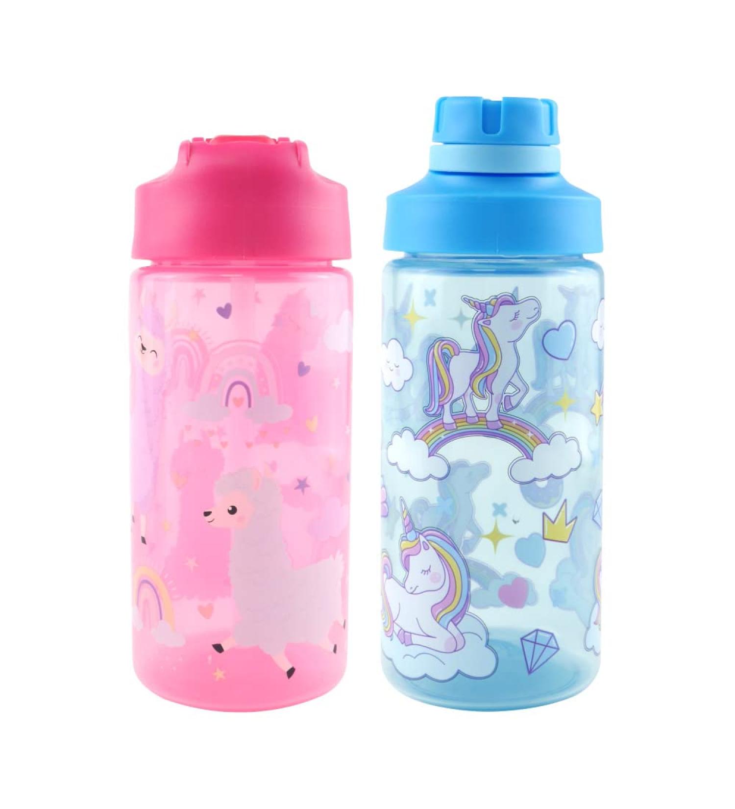 Koohot Kids 15oz Water Bottle 2-Pack - BPA Free, Leak-Proof, Cute Alpaca & Unicorn Design - Buy Online on GoSupps.com