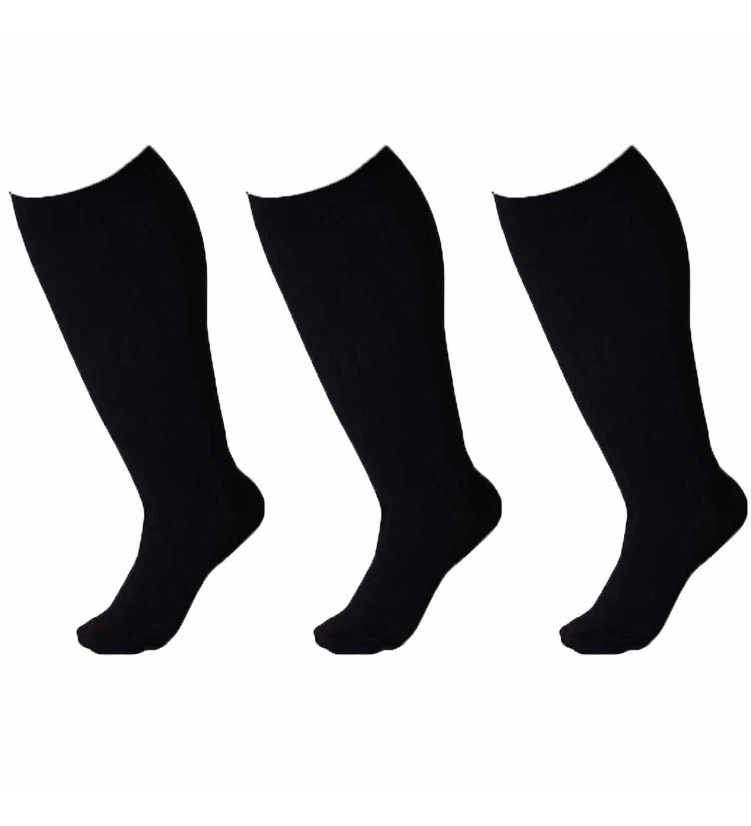 WSYKC Close-Te Compression Socks - 20-30 mmHG 3 Pairs 6xL Size Unisex Black - Ideal for Wide Calves - Buy Online on GoSupps.com