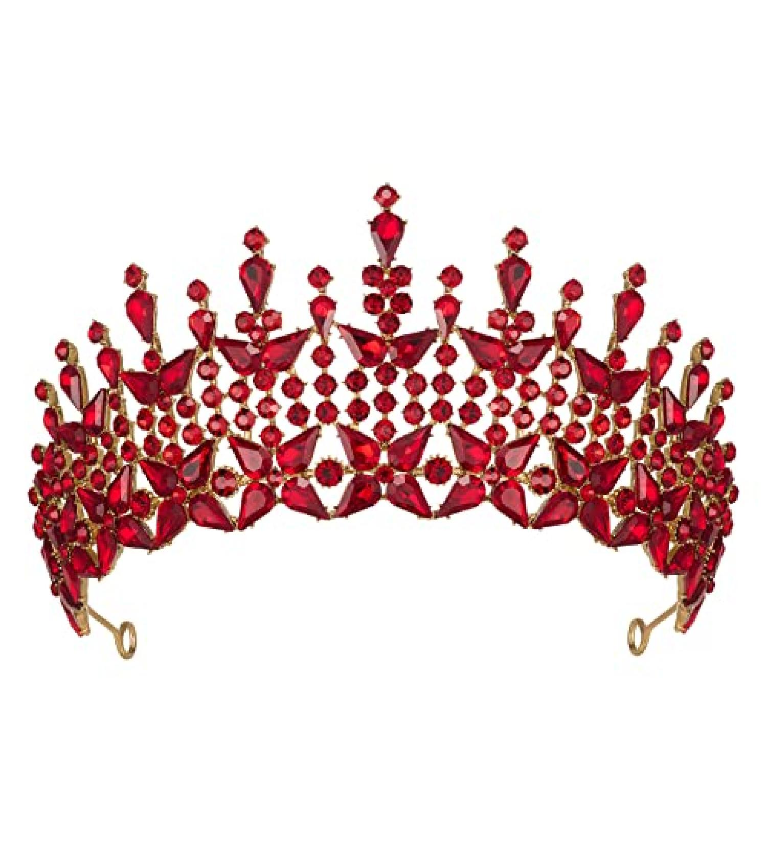 SWEETV Queen Crown for Women - Princess Tiara Pageant Diadem in Red - Buy Online on GoSupps.com