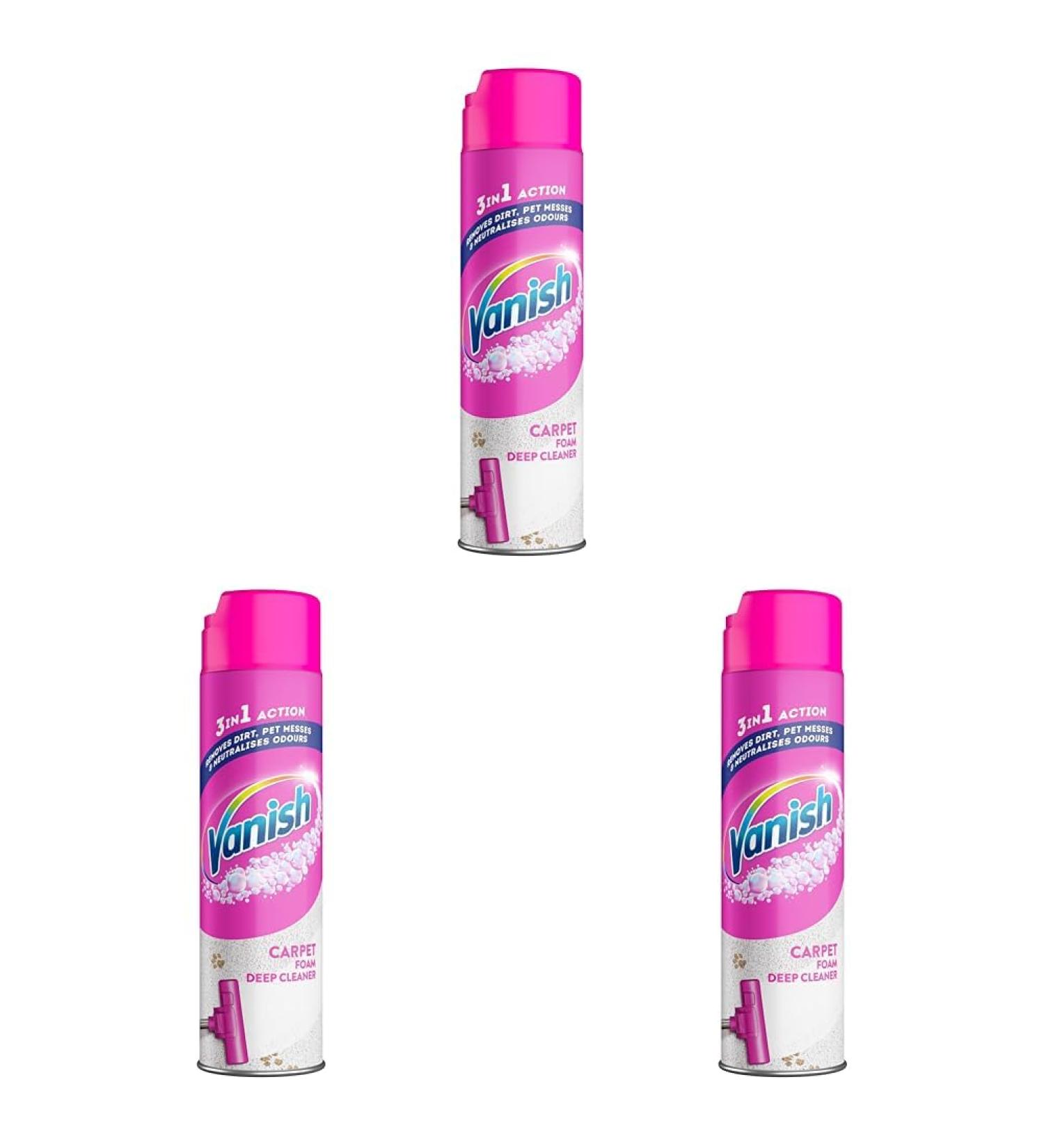 Vanish Carpet Cleaner + Upholstery Gold Power Foam Shampoo Large Area Cleaning 600 ml (Pack of 3) 1 ml (Pack of 3) - Buy Online on GoSupps.com