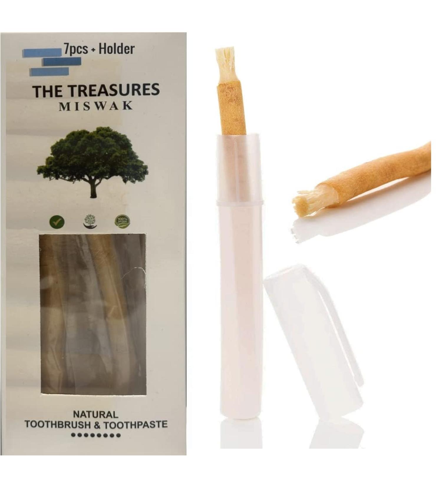 Organic Miswak Stick 7 Pcs with Holder - Natural Teeth Cleaning Sticks for Whitening and Disinfectant - Buy Online on GoSupps.com