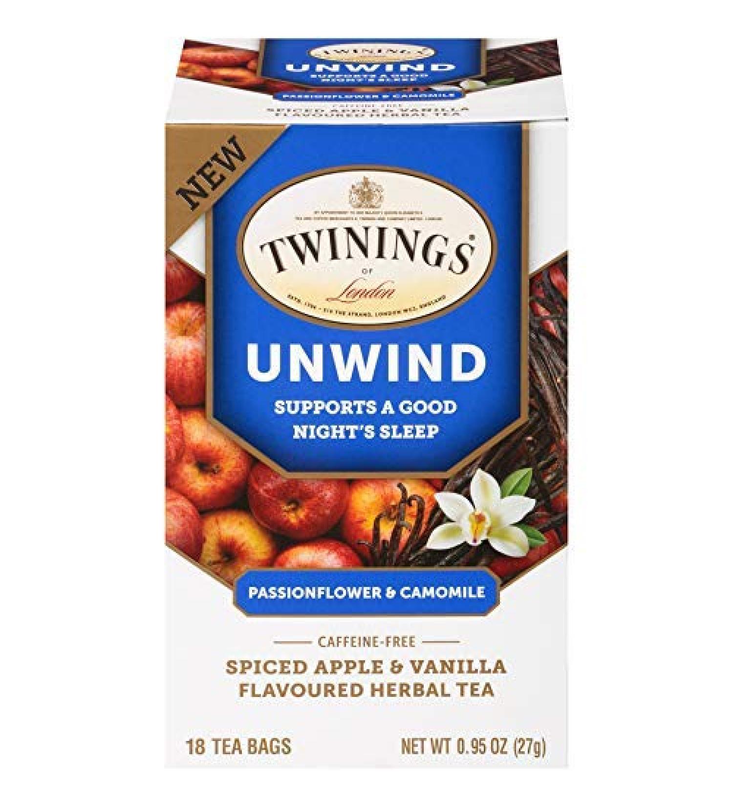 Buy Twinings Unwind Herbal Tea - Passionflower & Chamomile, Caffeine Free, 18 Tea Bags - Buy Online on GoSupps.com
