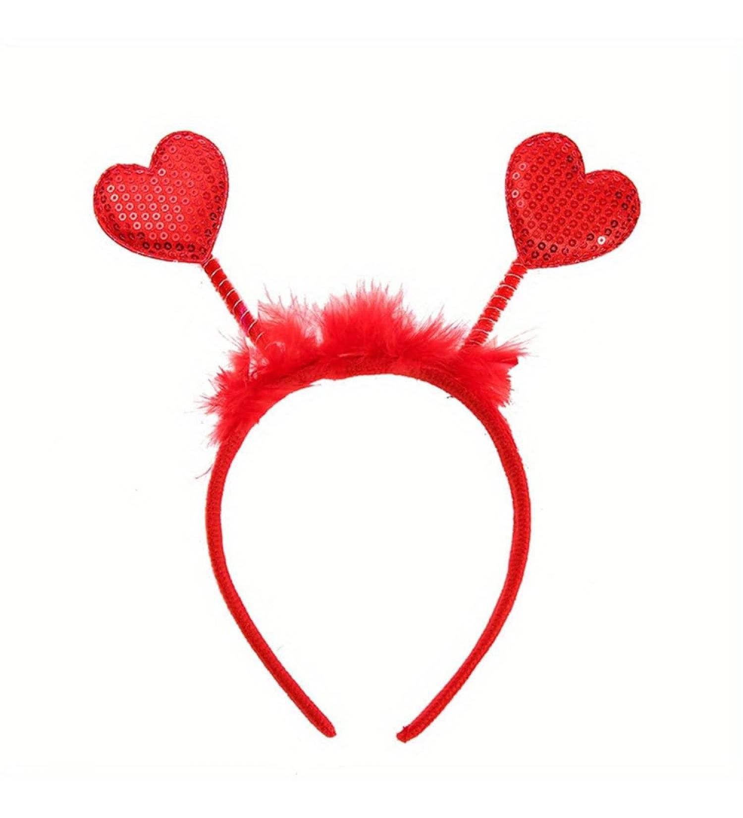 Witeygai Halloween Headband Valentine's Day Party Headbands Sequin Feather Heart Hair Bands Halloween Cosplay Cat Costume Hair Accessories for Adult Kids