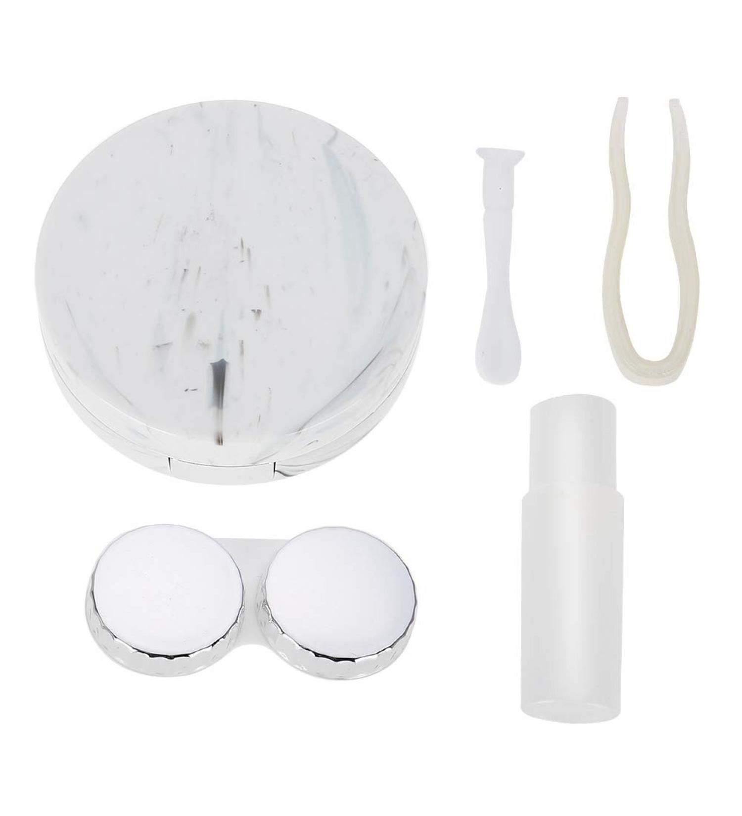 Portable Lens Case 4 Colors Soaking Lenses Case with Mirror Plastic Marble Pattern Eye Care Kit Container(#1) - Buy Online on GoSupps.com