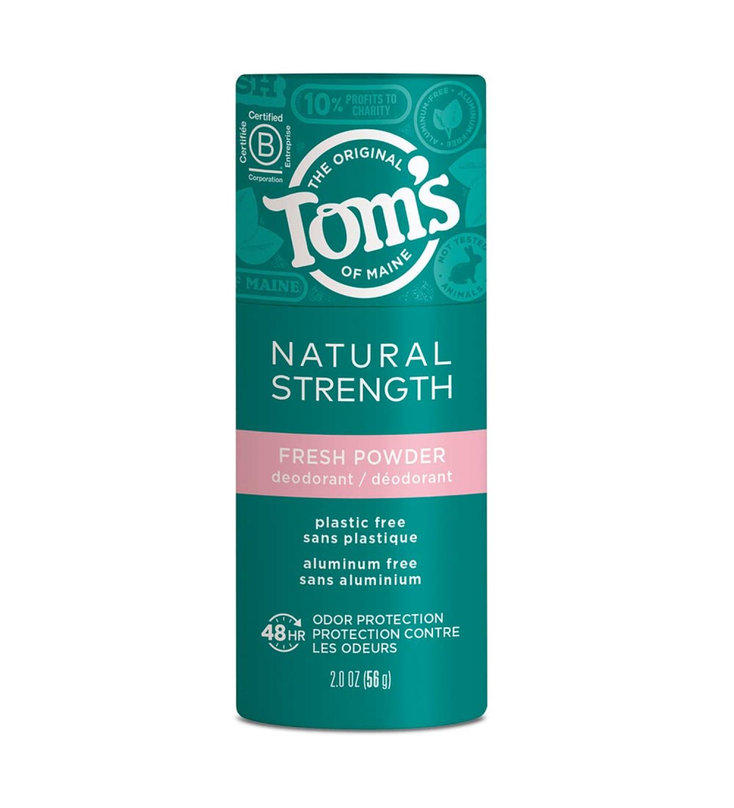 Tom's of Maine Natural Strength Fresh Powder Deodorant 2 oz - Plastic-Free & Aluminum-Free - Buy Online on GoSupps.com