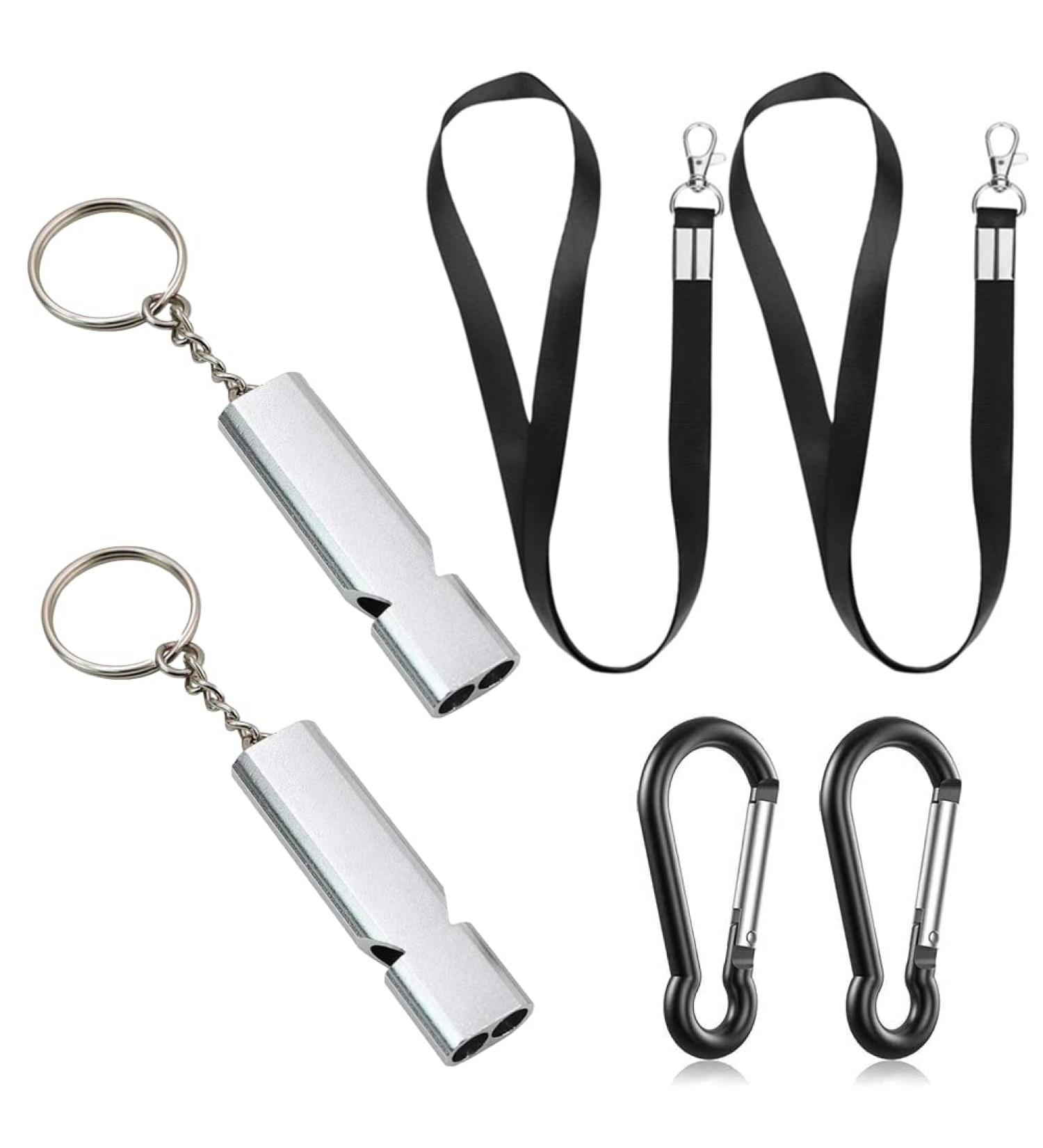 Liaogo 2PCS Double Tube Emergency Whistles with Carabiner and Lanyard - Loudest Survival Whistle for Outdoor Safety - Buy Online on GoSupps.com