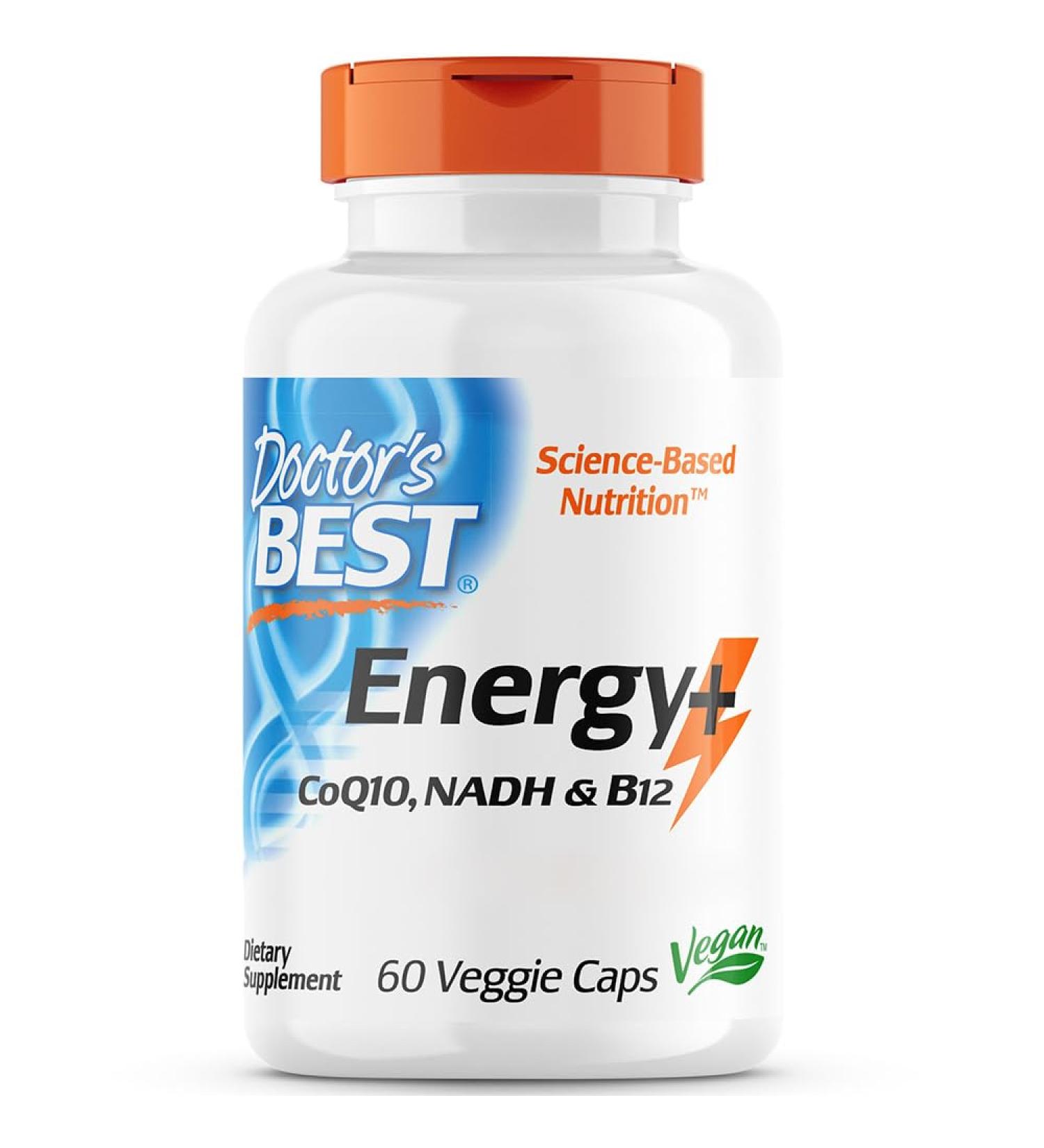 Doctors Best Energy Plus - Coenzyme Q10 NADH & Vitamin B12 | 60 Vegan Capsules | Gluten-Free Non-GMO Lab Tested - Buy Online on GoSupps.com