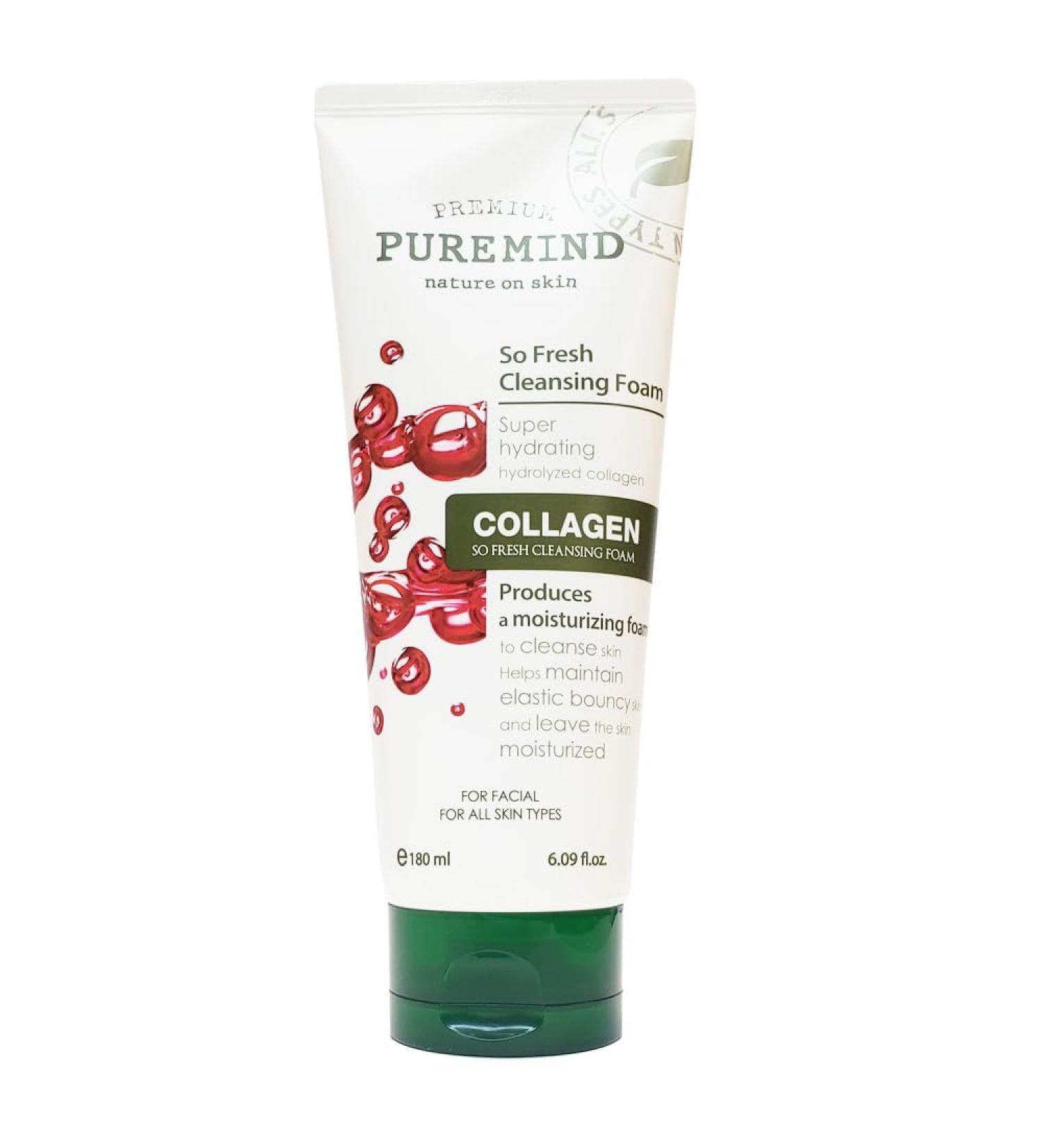 PUREMIND SO Fresh Collagen Daily Cleansing Foam 180 ML | Super Hydrating Face Wash Made in Korea | International Shipping Available - Buy Online on GoSupps.com