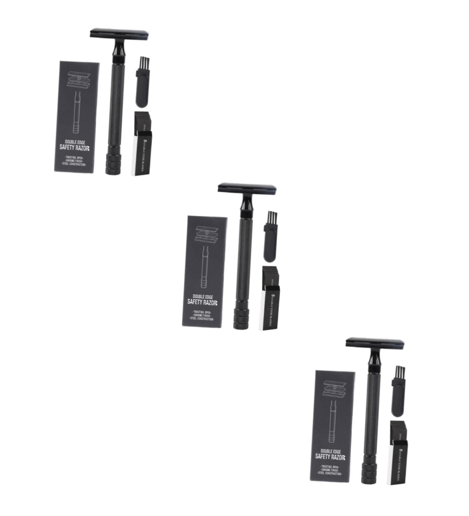 Minkissy 3 Sets Manual Reusable Razor & Trimmer - Stainless Steel Edge Shaver for Men | Old Razor & Nose Hair Groomer - Buy Online on GoSupps.com