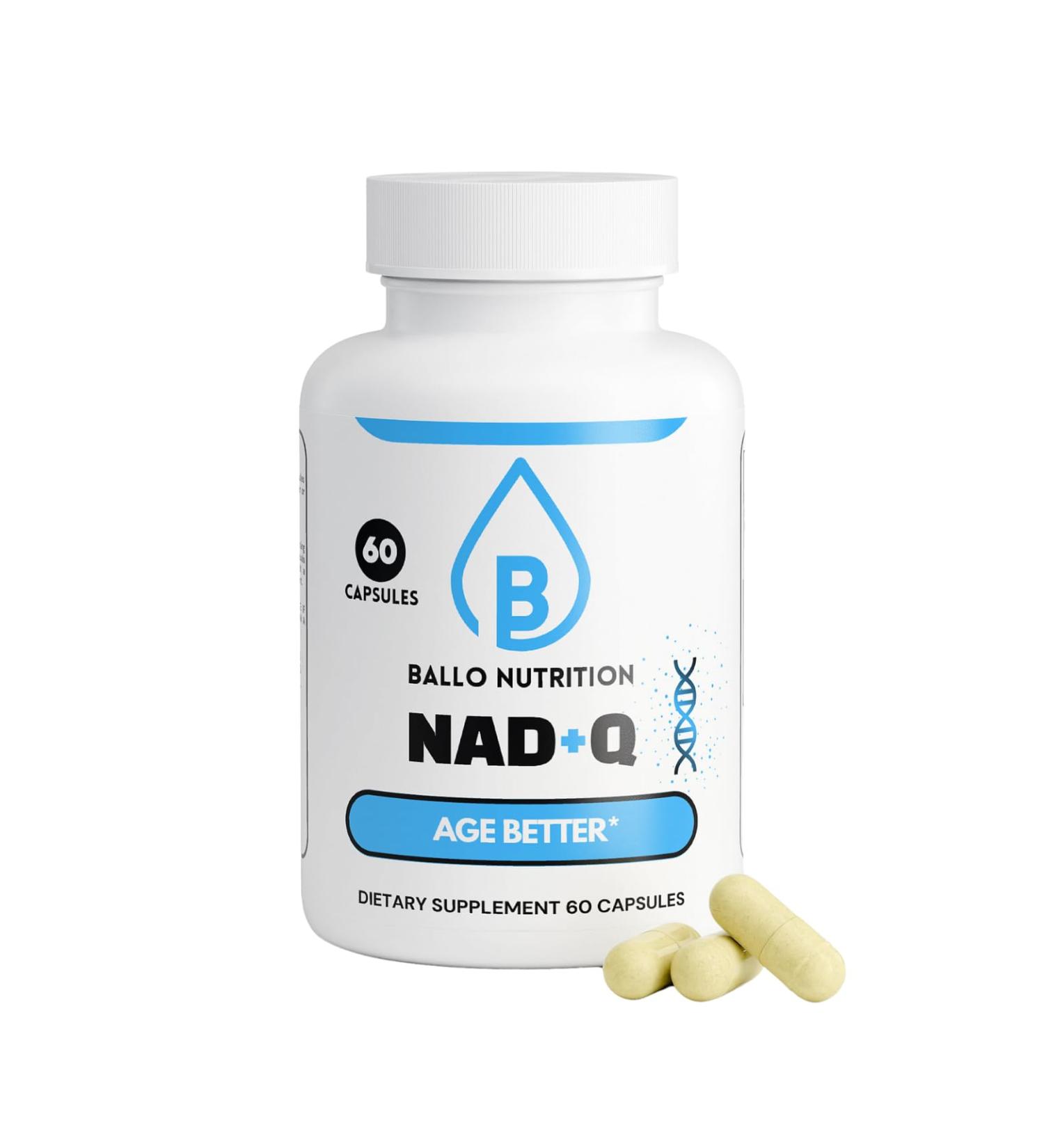 Ballo Nutrition NAD+Q Supplement NAD Plus with Quercetin Resveratrol & Japanese Knotweed Extract Cellular Energy & Healthy Aging Support 60 Capsules