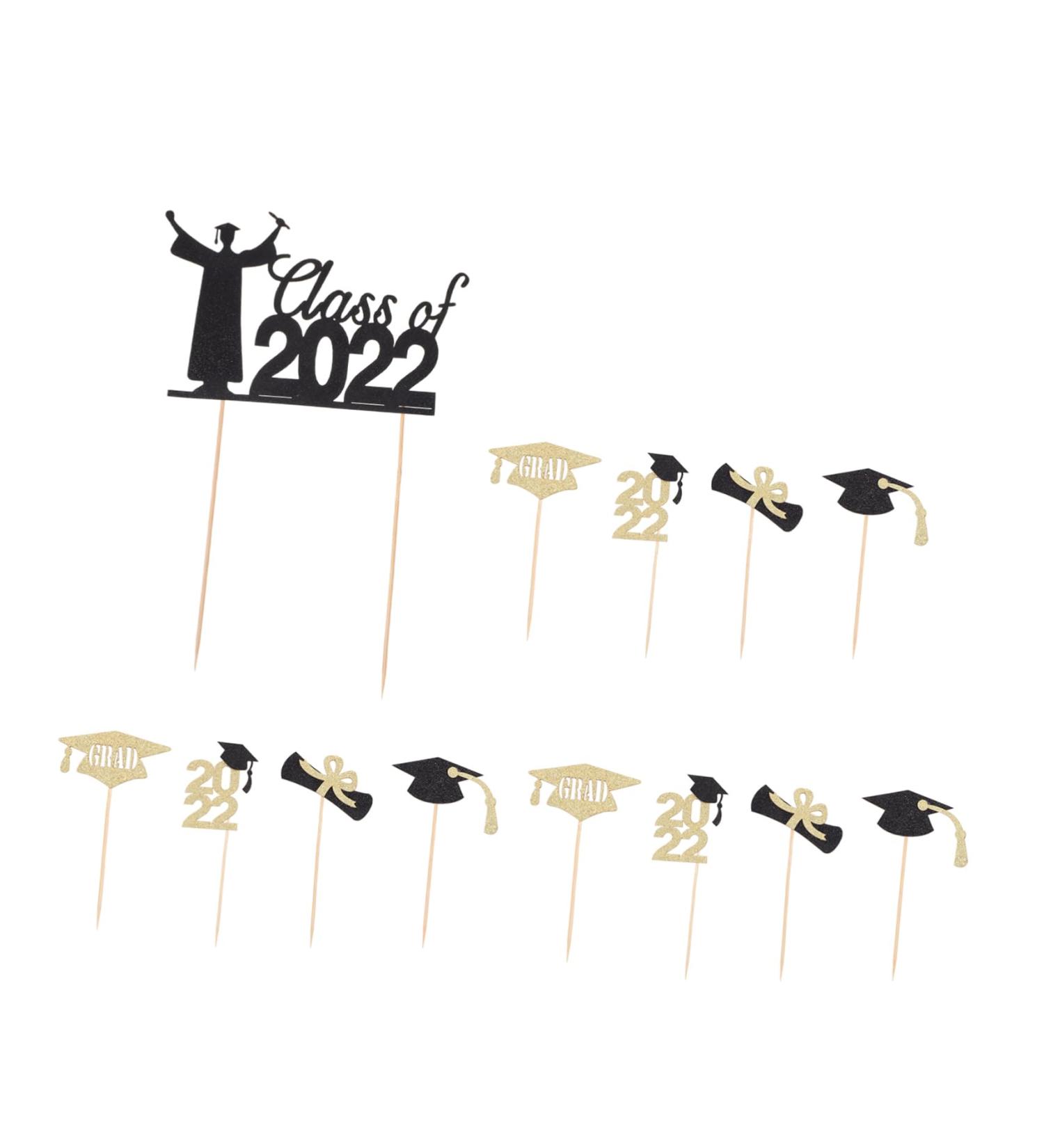 Warmhm 13pcs Graduation Season Cake Insert Dessert Toppers Cardstock Topper 2021 Graduation Party Decorations Graduation Cupcake Picks Graduate Toothpick Glitter Paper Card Stock - Buy Online on GoSupps.com
