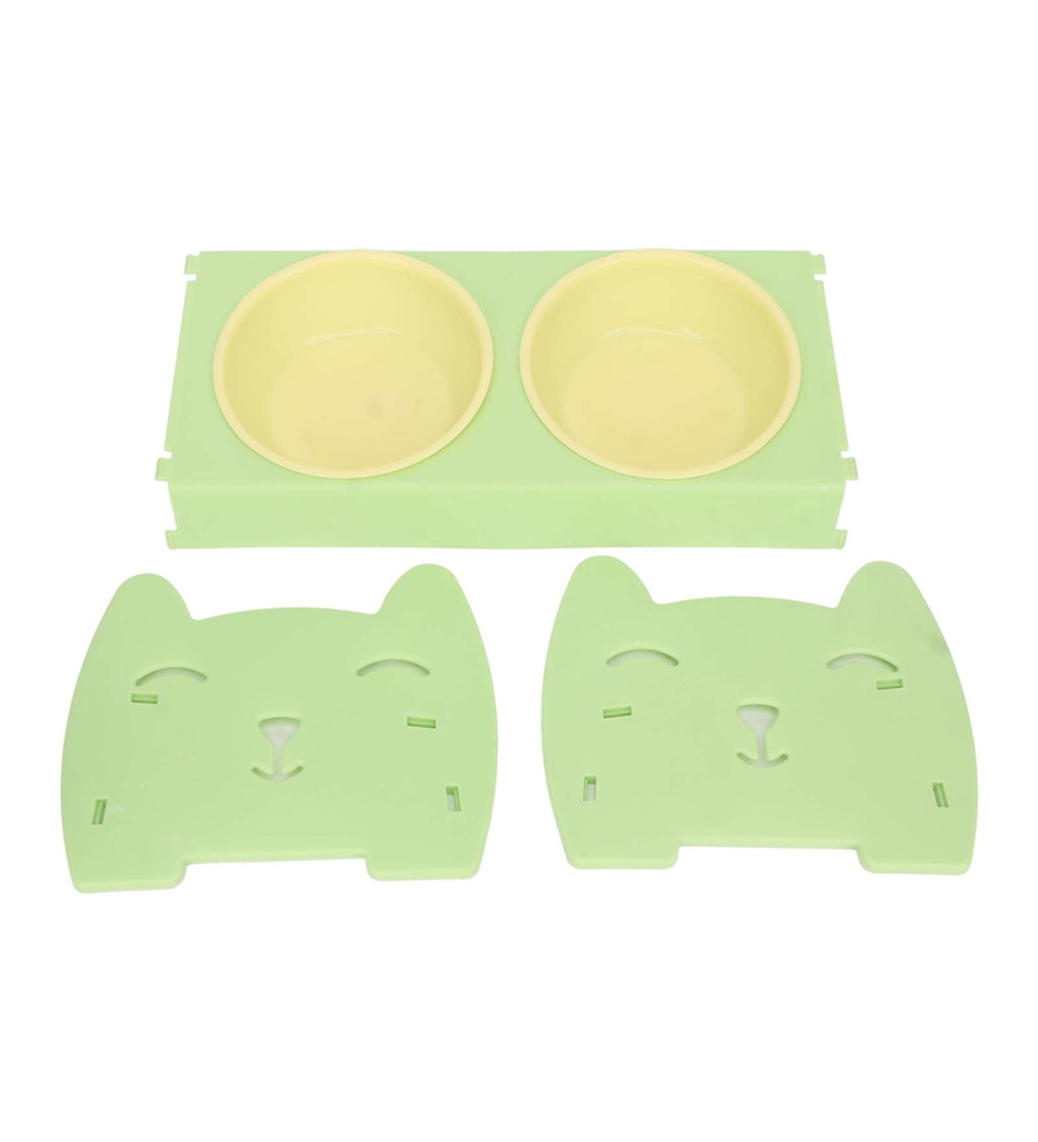 Miskall Double Pet Bowl - Leak-Proof Food-Safe Large Capacity Green Dog & Cat Bowl with Support Attachment - Buy Online on GoSupps.com