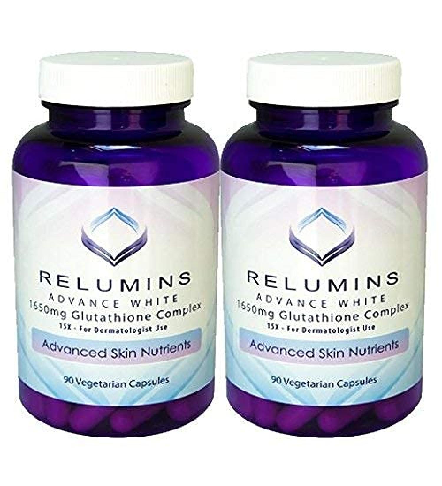 Relumins Advance White Glutathione Complex - Pack of 2 (1650mg 180 Capsules) | Advanced Skin Formula for Brightening & Repair - Buy Online on GoSupps.com