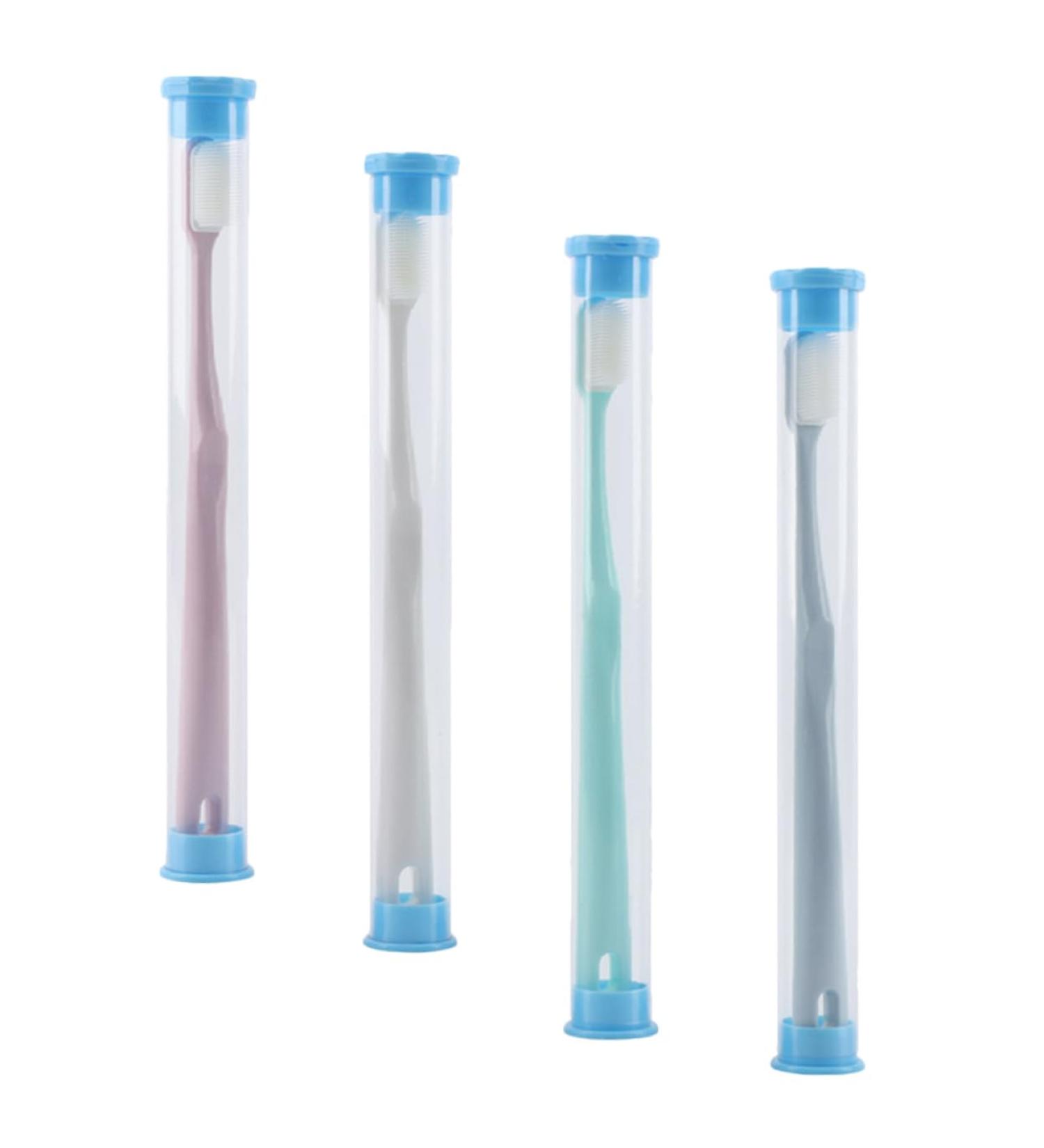 Tovinanna 4-Piece Charcoal Toothbrush Set for Adults - Comfortable Individually Wrapped Hotel-Quality Toothbrushes for Exceptional Oral Care - Buy Online on GoSupps.com